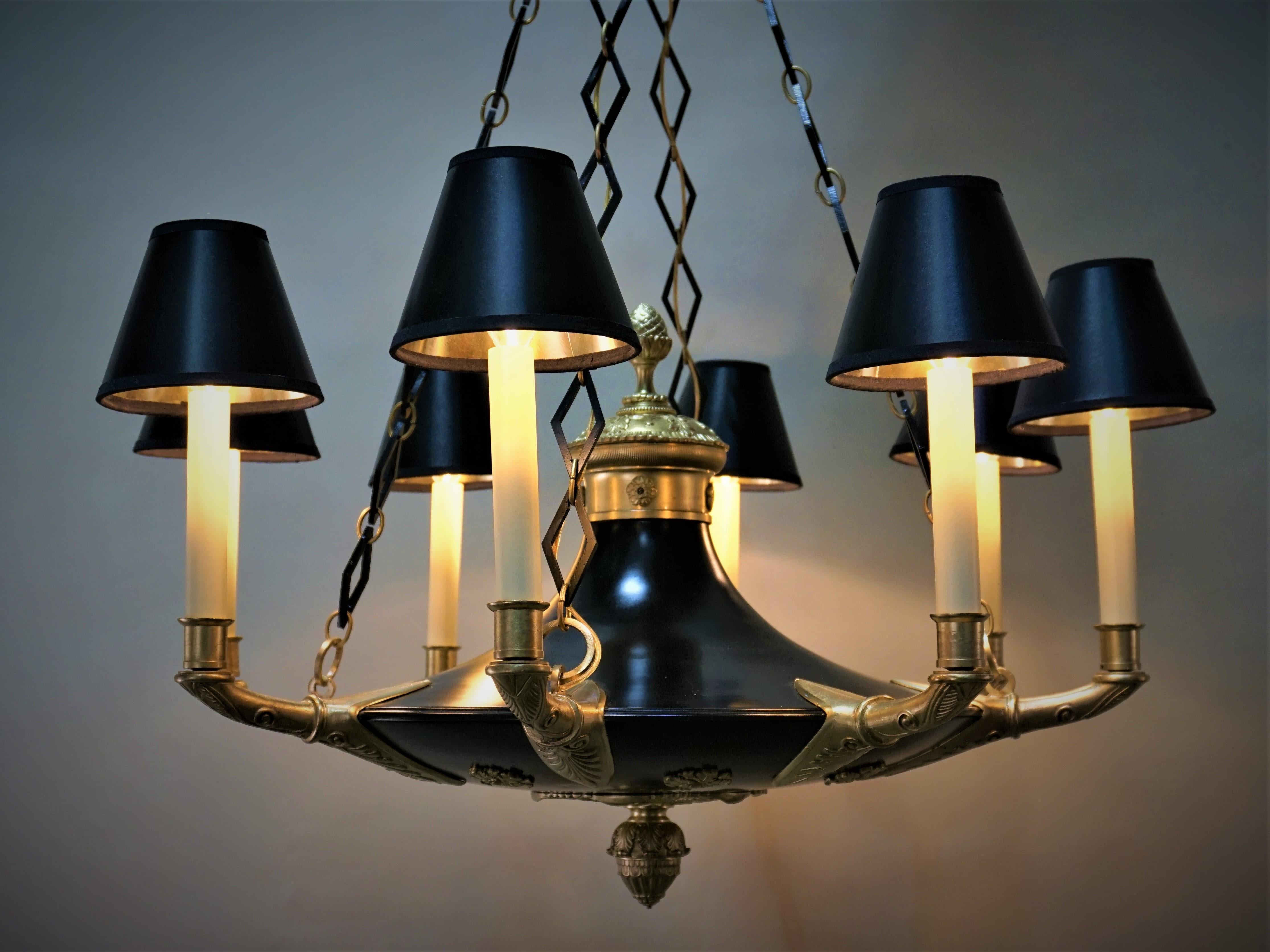 Lacquered French Early 20th Century Empire Style Chandelier