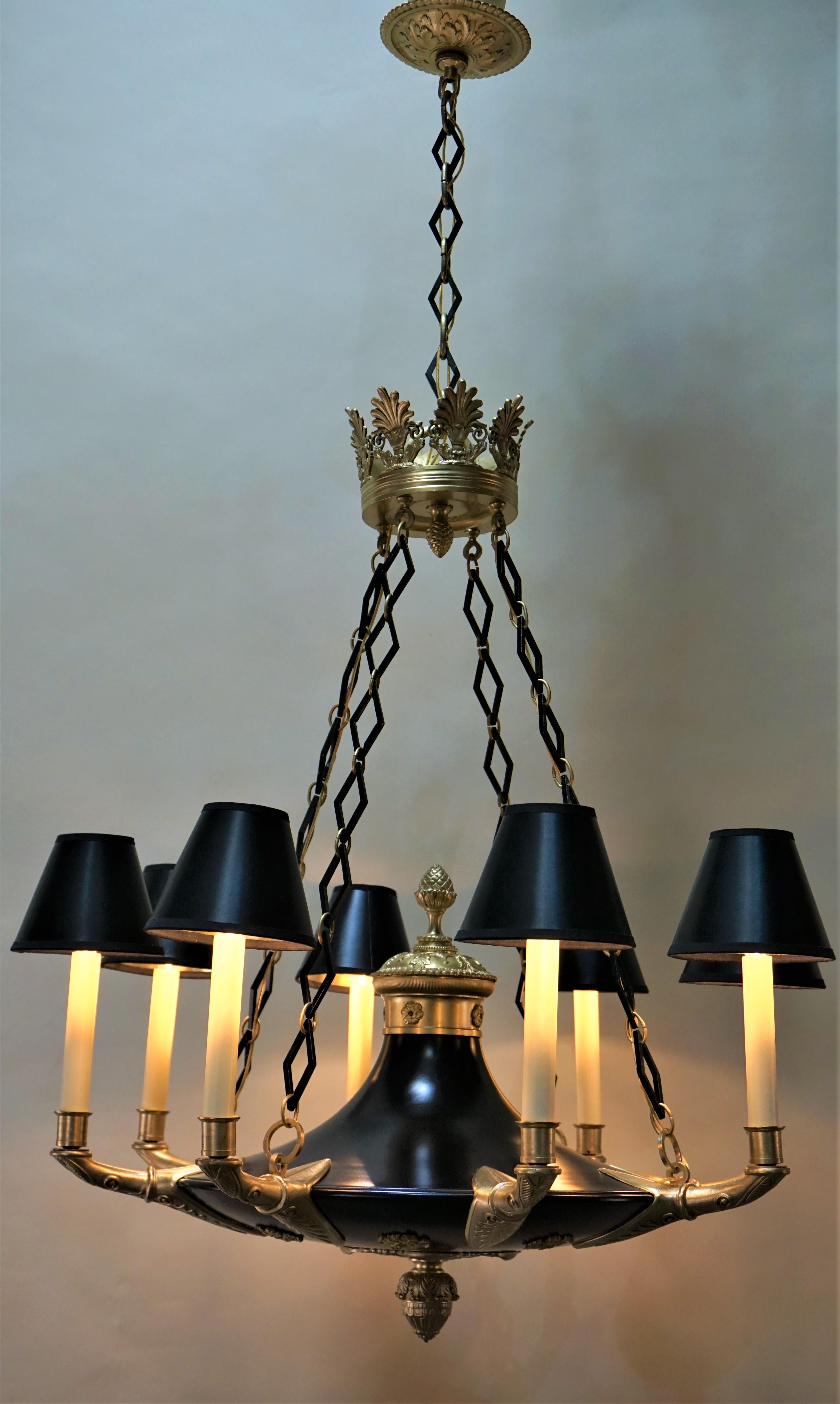 French Early 20th Century Empire Style Chandelier In Good Condition In Fairfax, VA