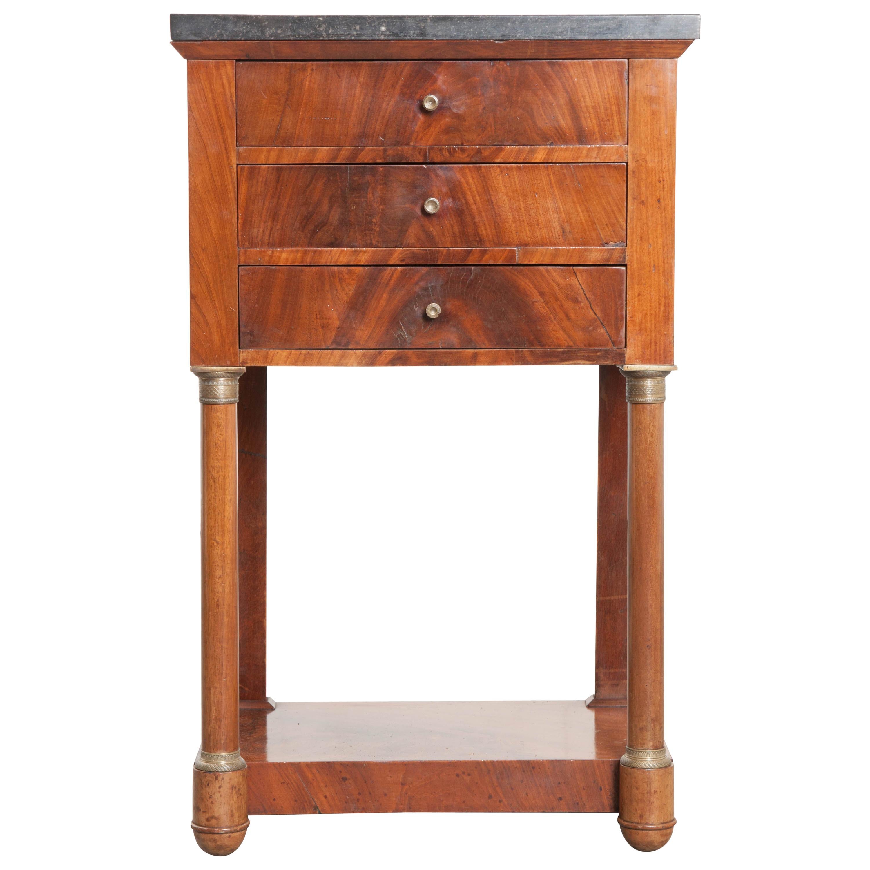 French Early 20th Century Empire Style Mahogany Bedside Table