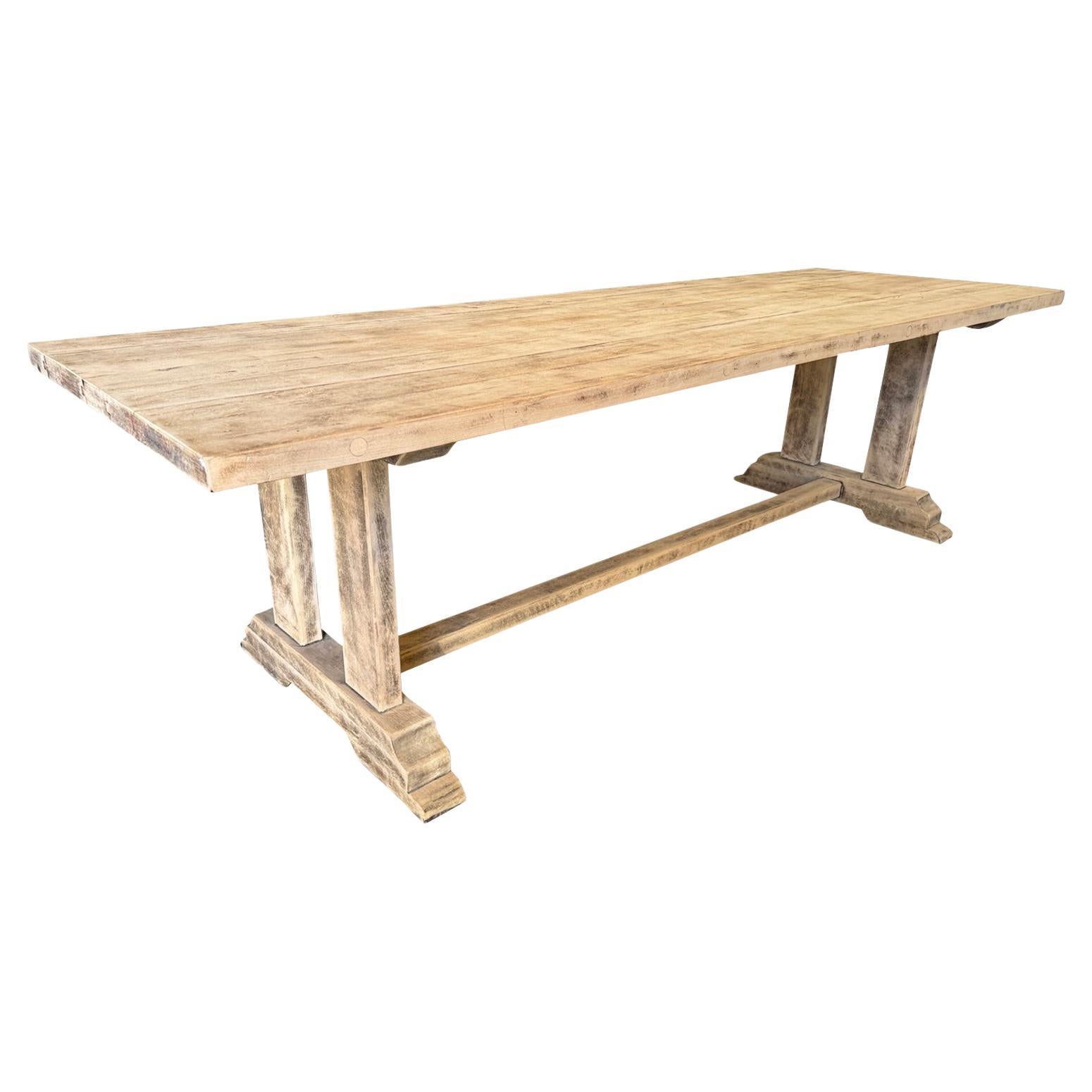 French Early 20th Century Farm Table - Trestle Table