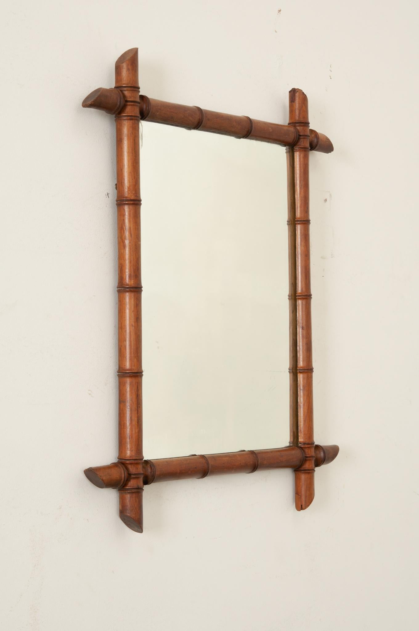 French Early 20th Century Faux Bamboo Mirror In Good Condition In Baton Rouge, LA
