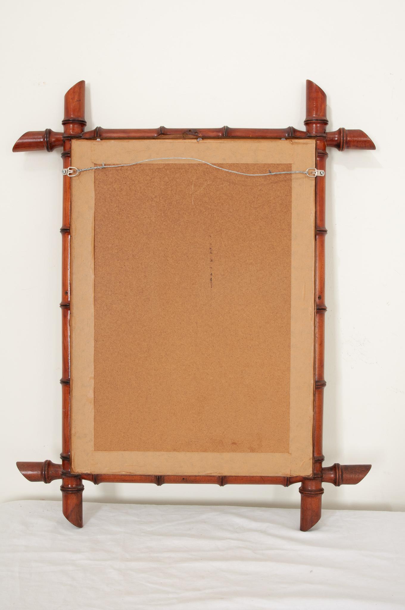Hardwood French Early 20th Century Faux Bamboo Mirror