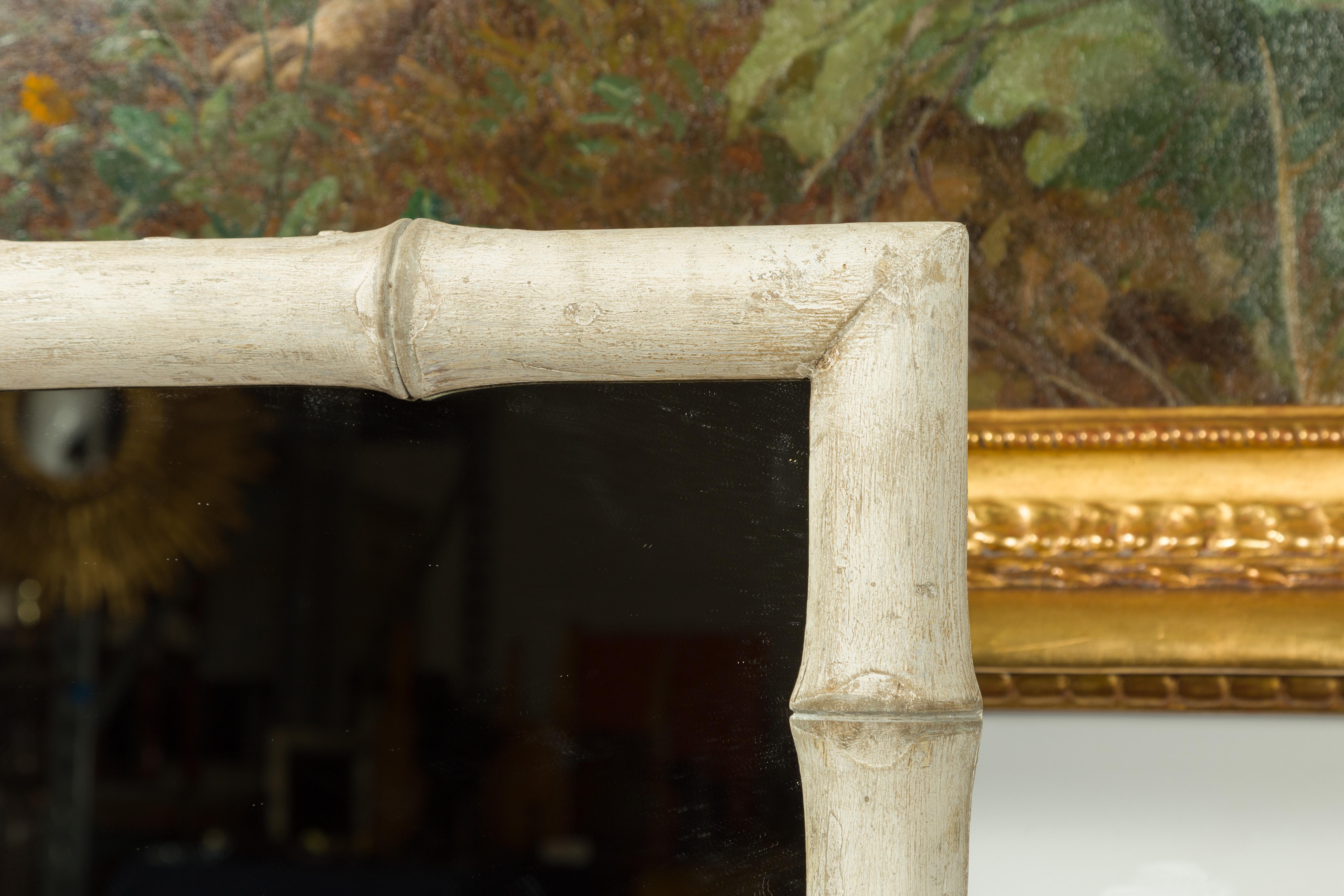 Faux Bamboo French Early 20th Century Faux-Bamboo Painted Mirror, Two Available For Sale