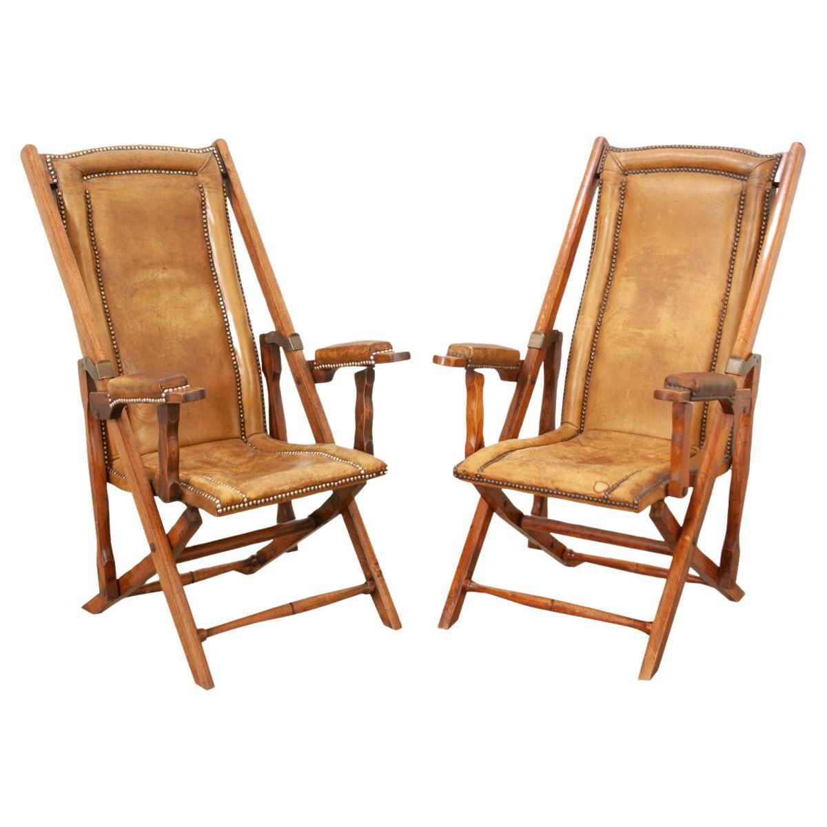 French Early 20th Century Folding Campaign Chairs