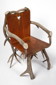 French Early 20th Century Folk Art Mountain Antler Chairs