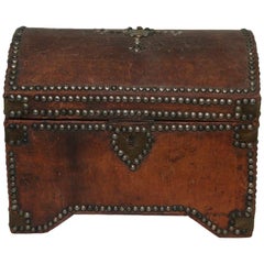 French Early 20th Century Folk Art Antique Leather Box
