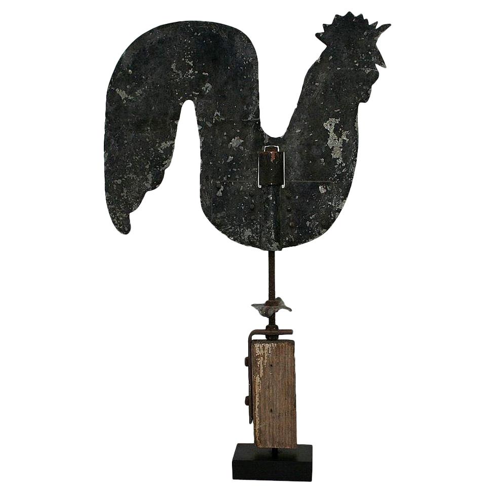 French Early 20th Century Folk Art Zinc Rooster/Cockerel Weathervane