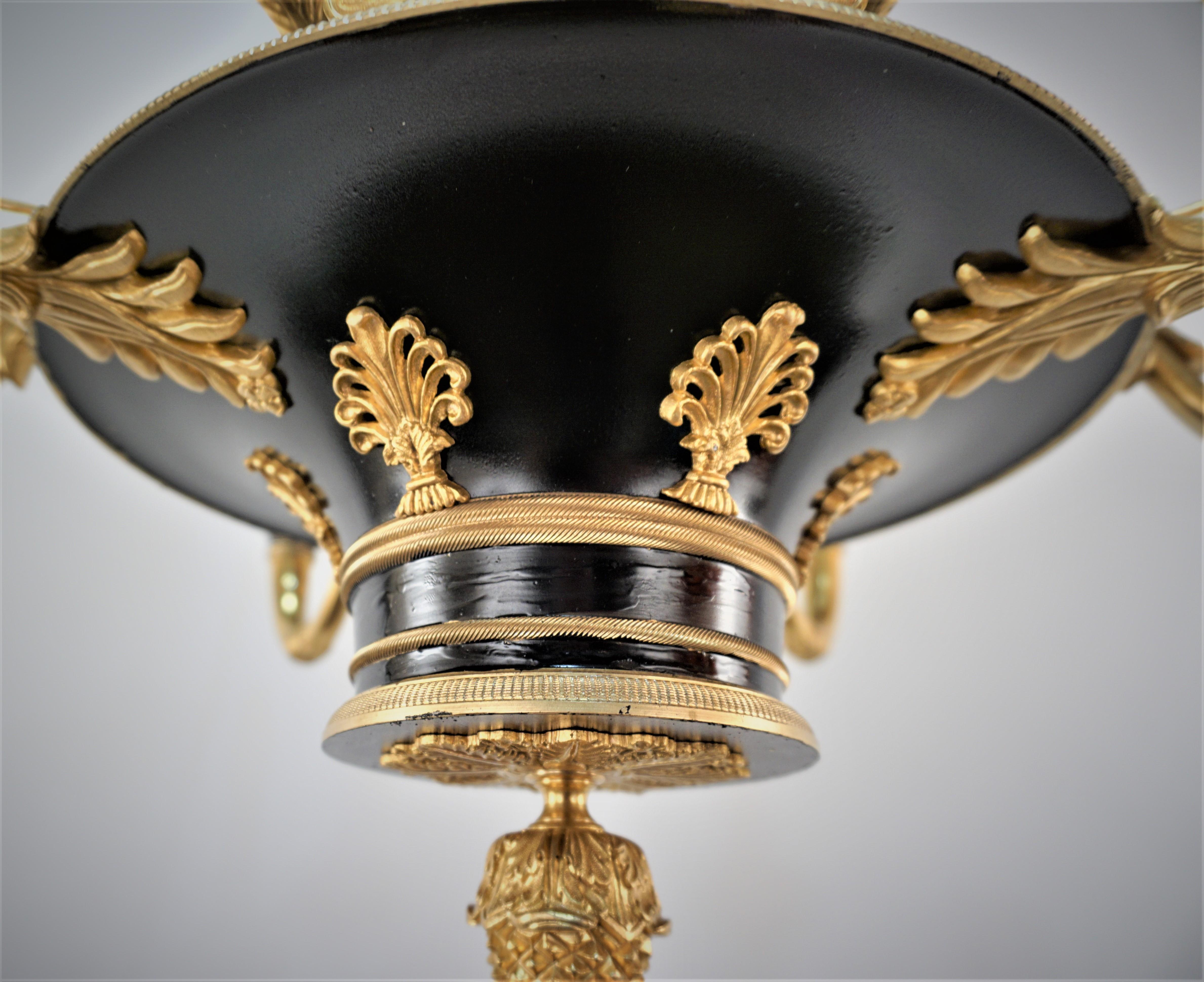 French Early 20th Century Gilt Bronze Empire Chandelier 3