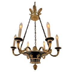 French Early 20th Century Gilt Bronze Empire Chandelier