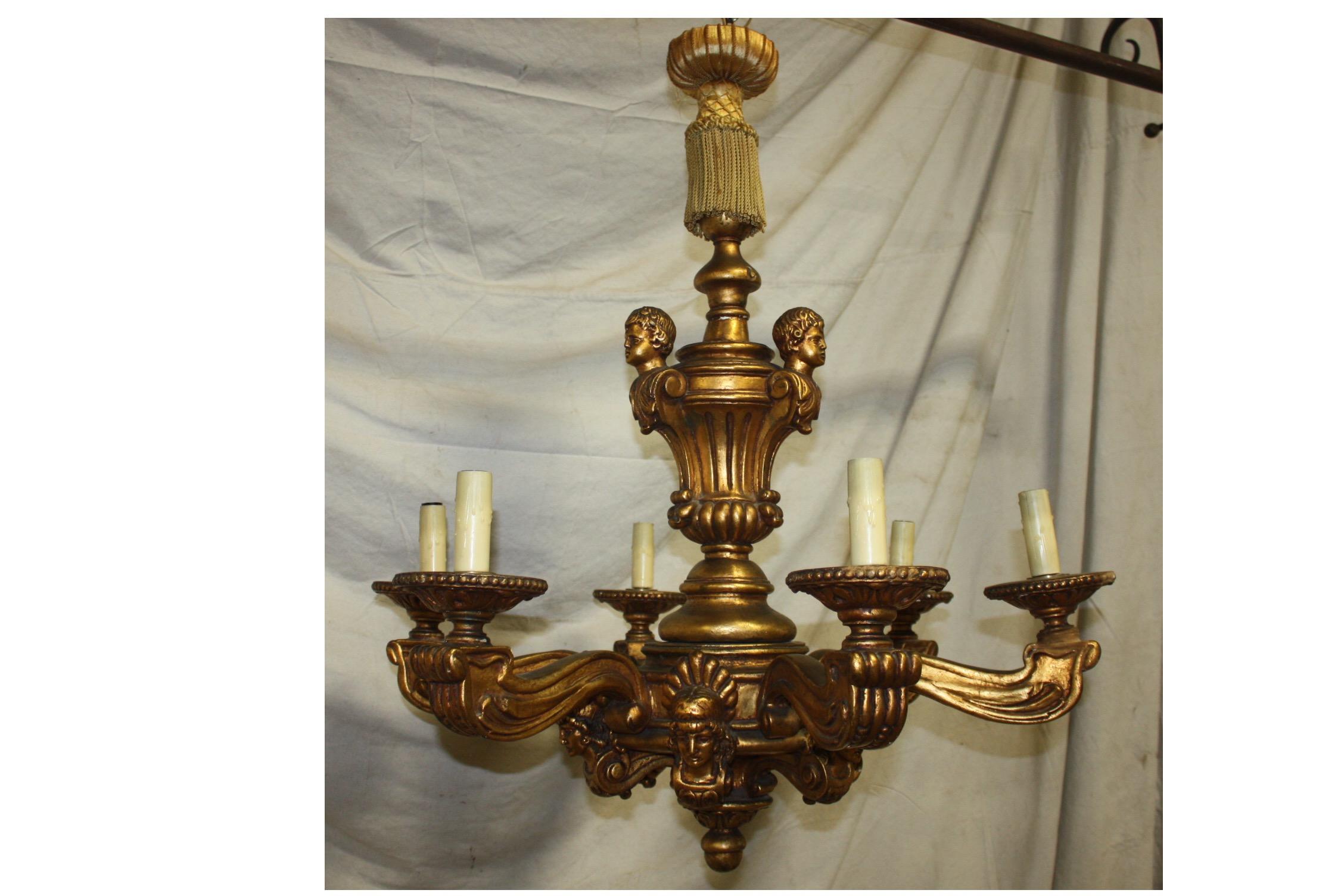 French Early 20th Century Giltwood Chandelier For Sale 8