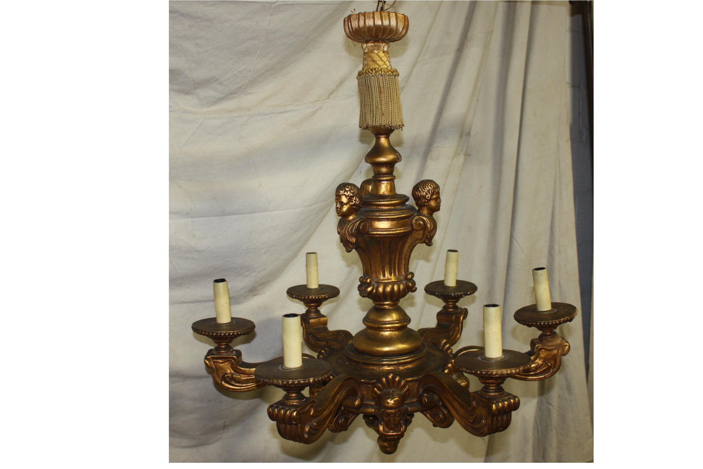 French early 20th century giltwood chandelier.