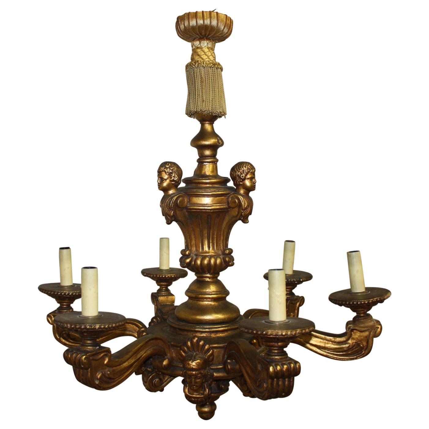 French Early 20th Century Giltwood Chandelier