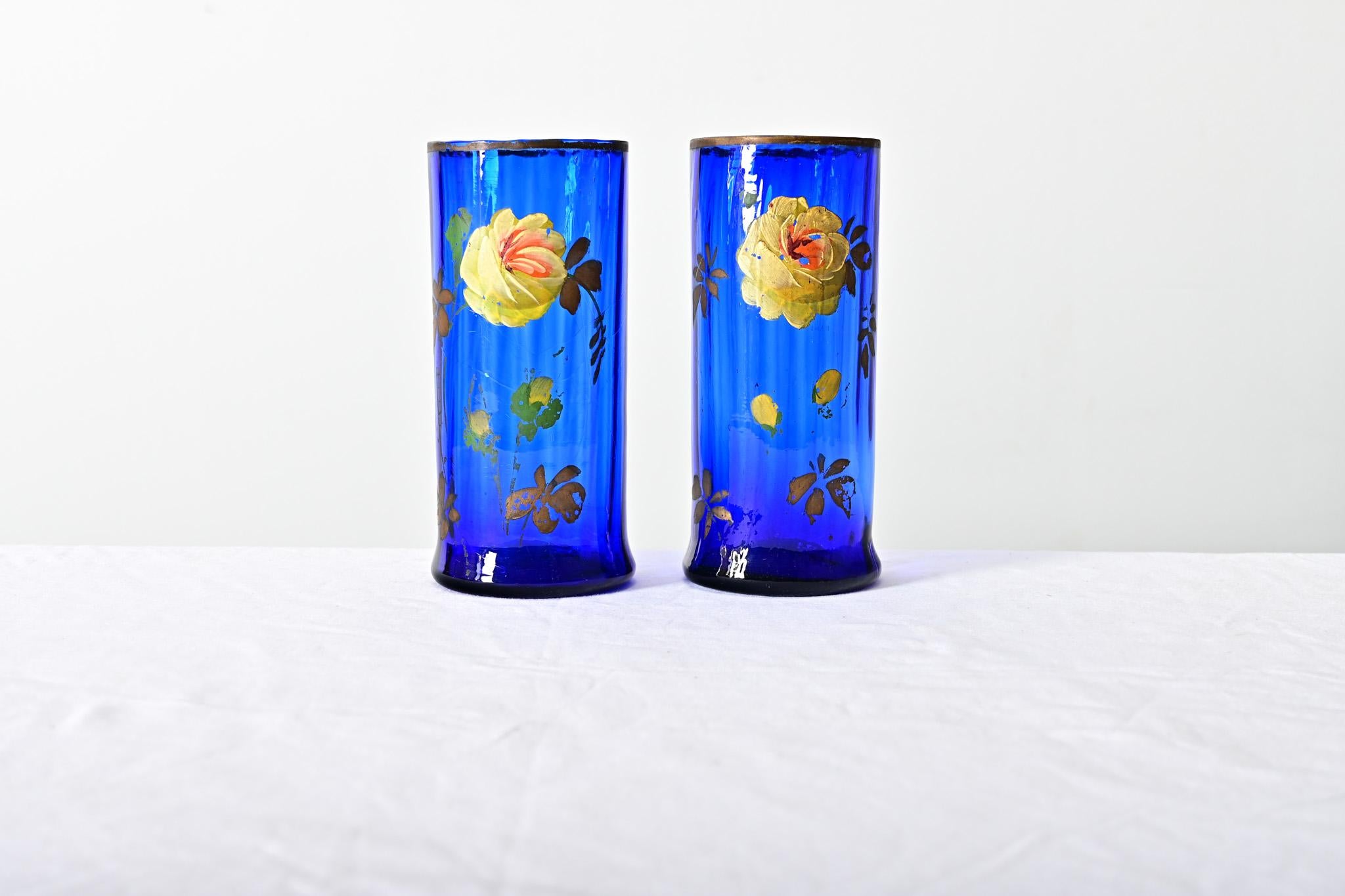Art Nouveau French Early 20th Century Hand Painted Vases For Sale