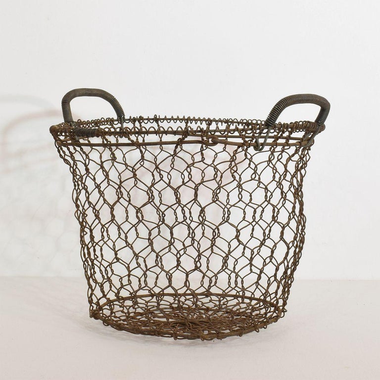 French Early 20th Century Iron Wirework Oyster Basket at 1stDibs