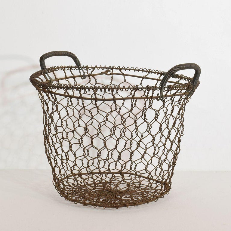 French Early 20th Century Iron Wirework Oyster Basket at 1stDibs