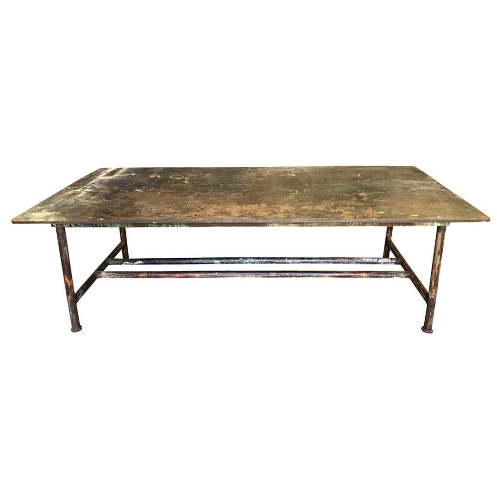 Long Marble Baker’s Table with Iron Legs at 1stDibs