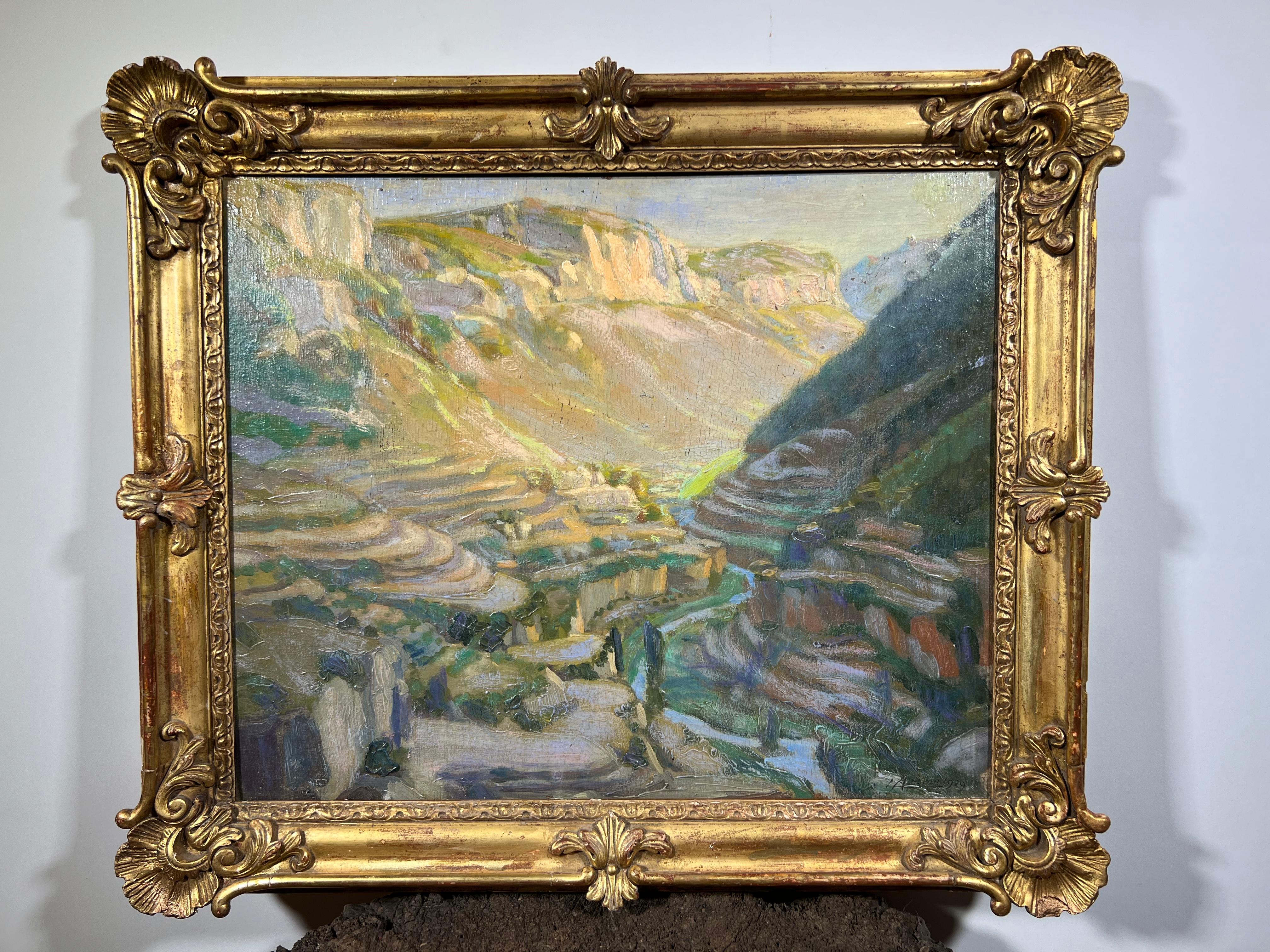 Wood French Early 20th Century Landscape Painting For Sale