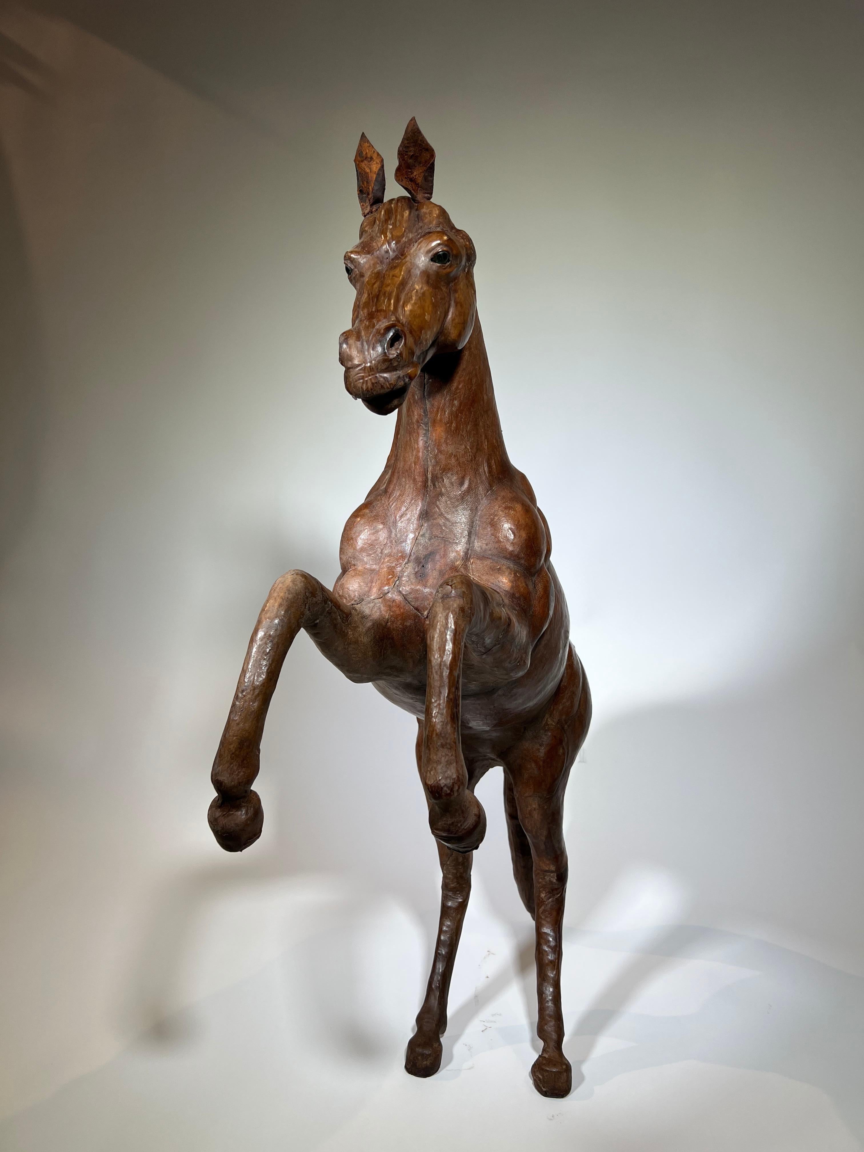 French Early 20th Century Leather Horse Sculpture In Good Condition For Sale In Round Top, TX