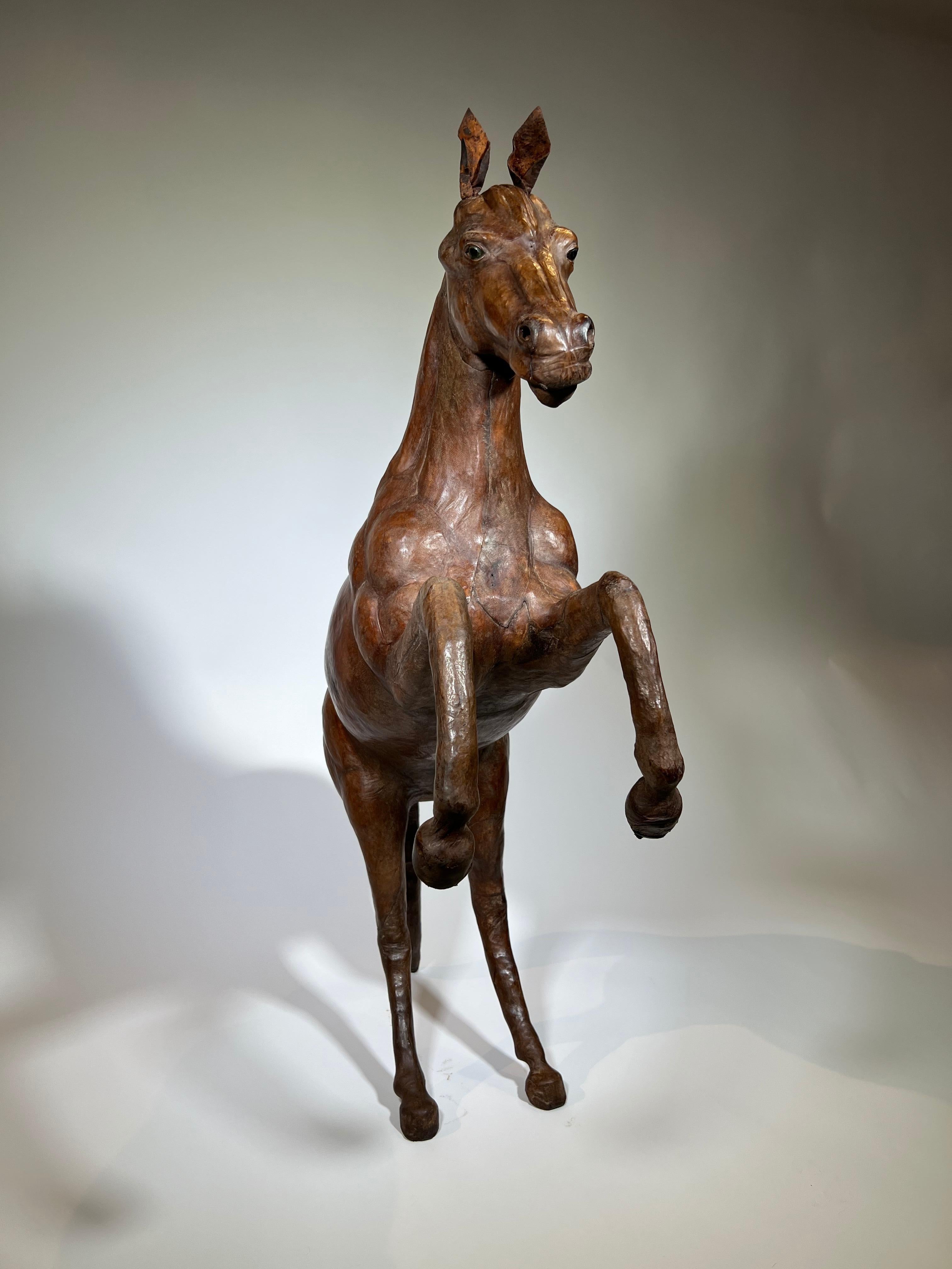 French Early 20th Century Leather Horse Sculpture For Sale 1