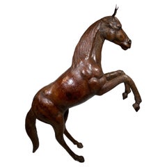 Antique French Early 20th Century Leather Horse Sculpture