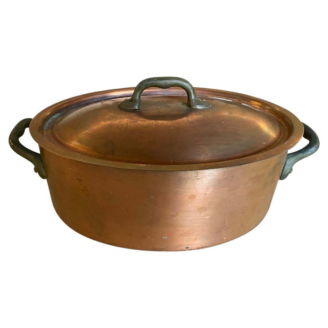 Pot à couvercle en cuivre français du début du 20e siècle