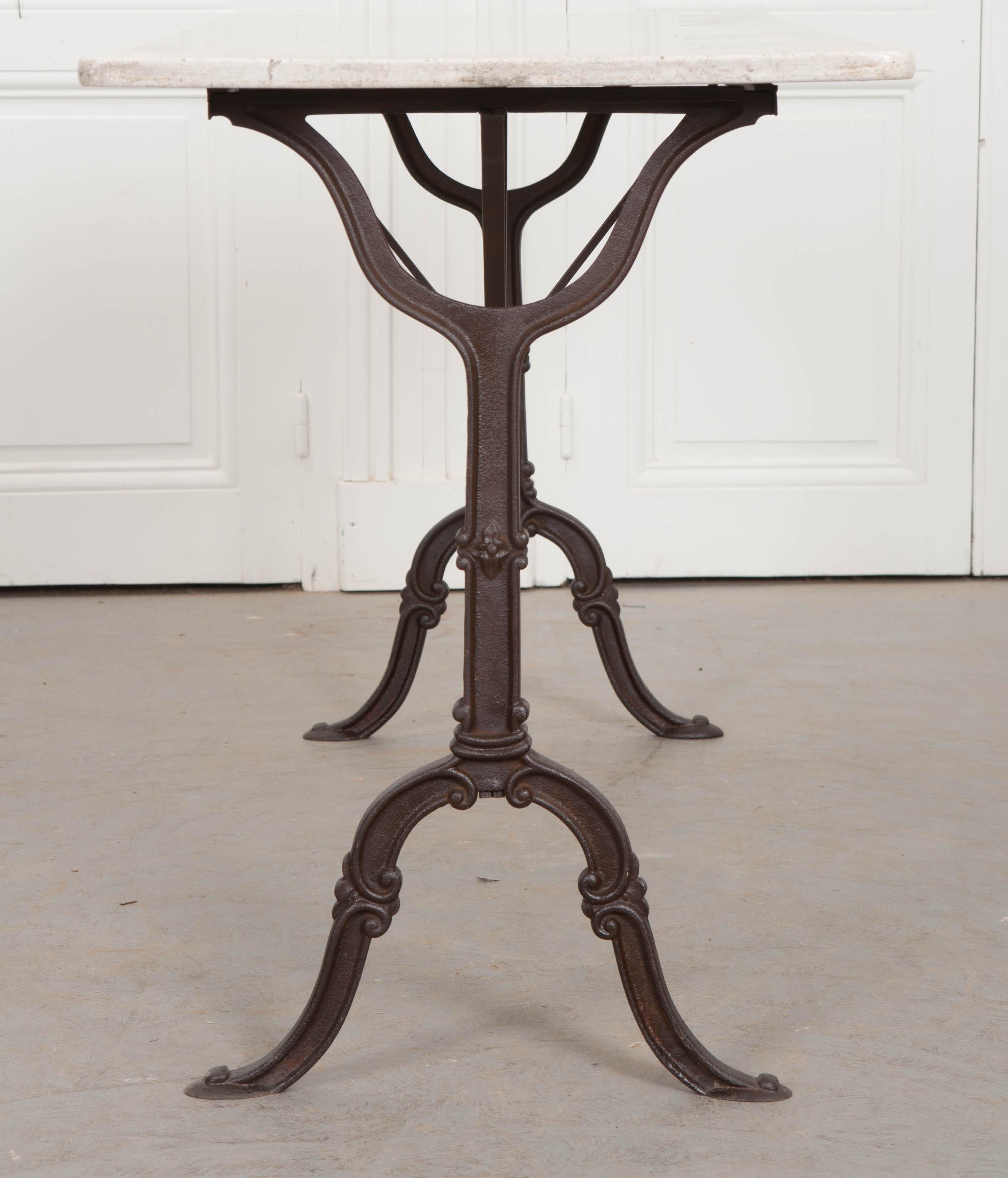 French Early 20th Century Long Marble-Top Bistro Table 3