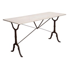 French Early 20th Century Long Marble-Top Bistro Table