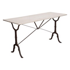French Early 20th Century Long Marble-Top Bistro Table