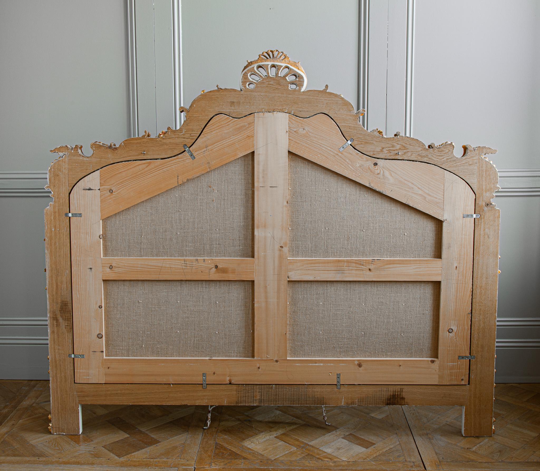 French Early 20th Century Louis XV Style Large Gilt wood Headboard 6