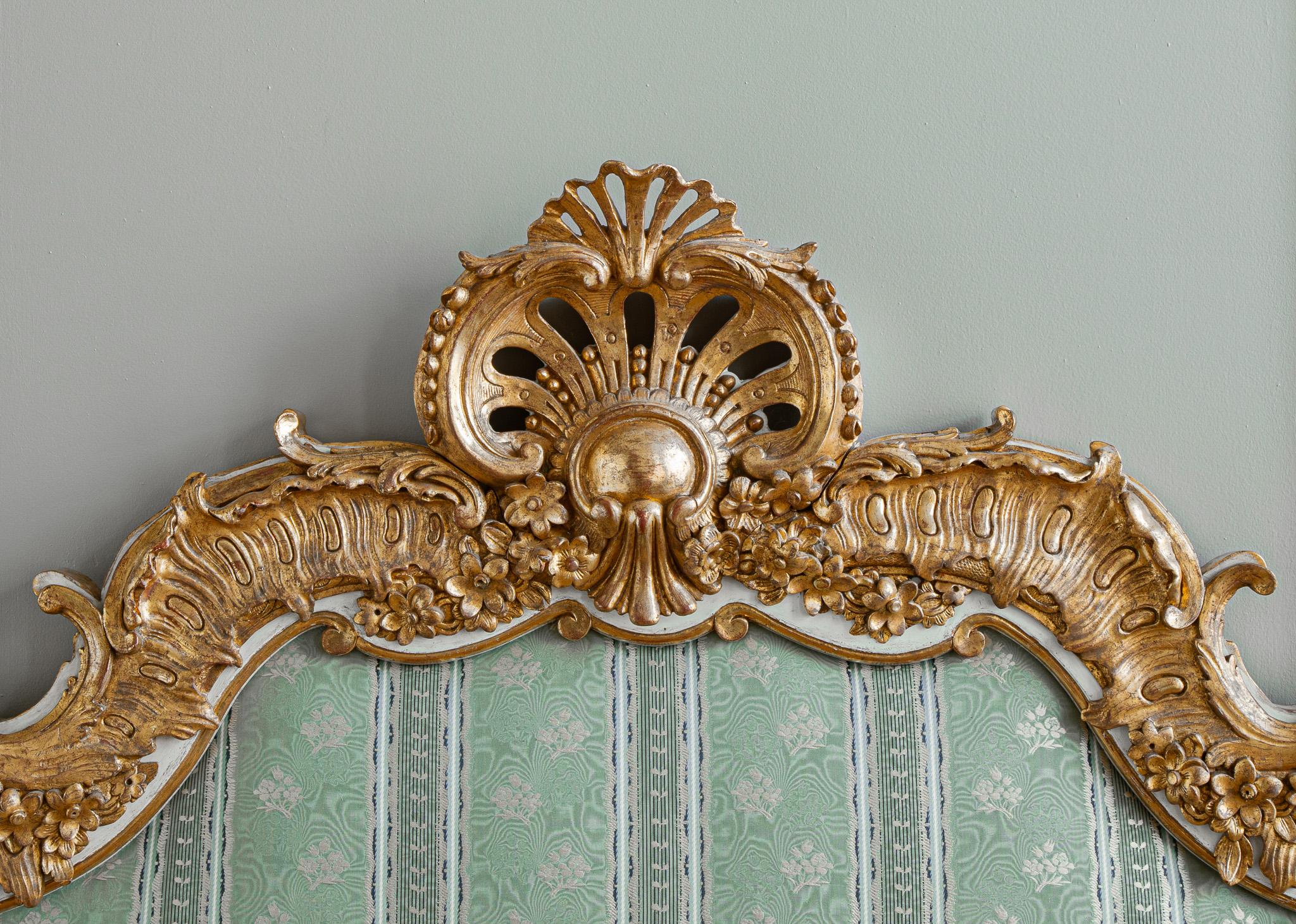 French Early 20th Century Louis XV Style Large Gilt wood Headboard 2