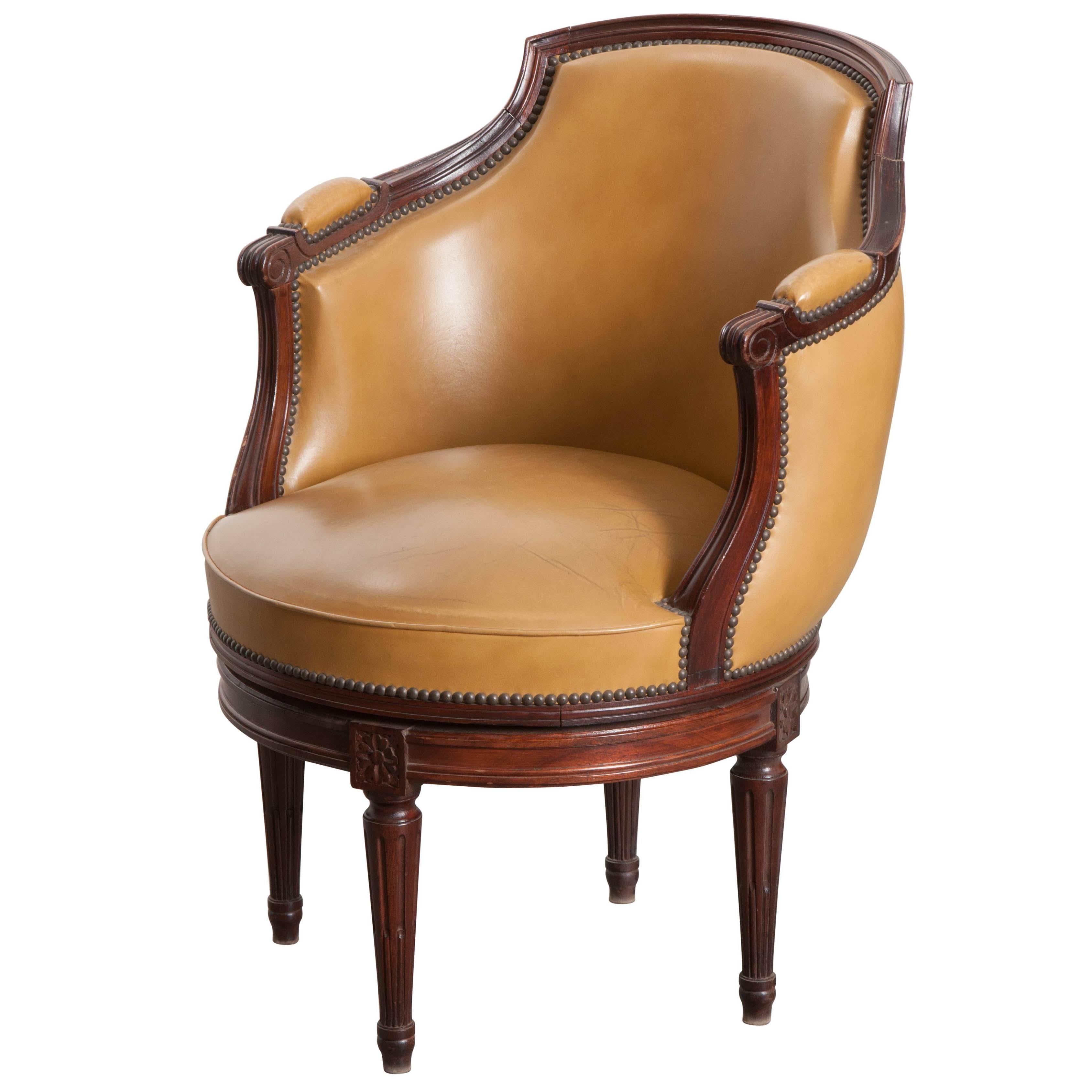 French Early 20th Century Louis XVI Style Swivel Chair