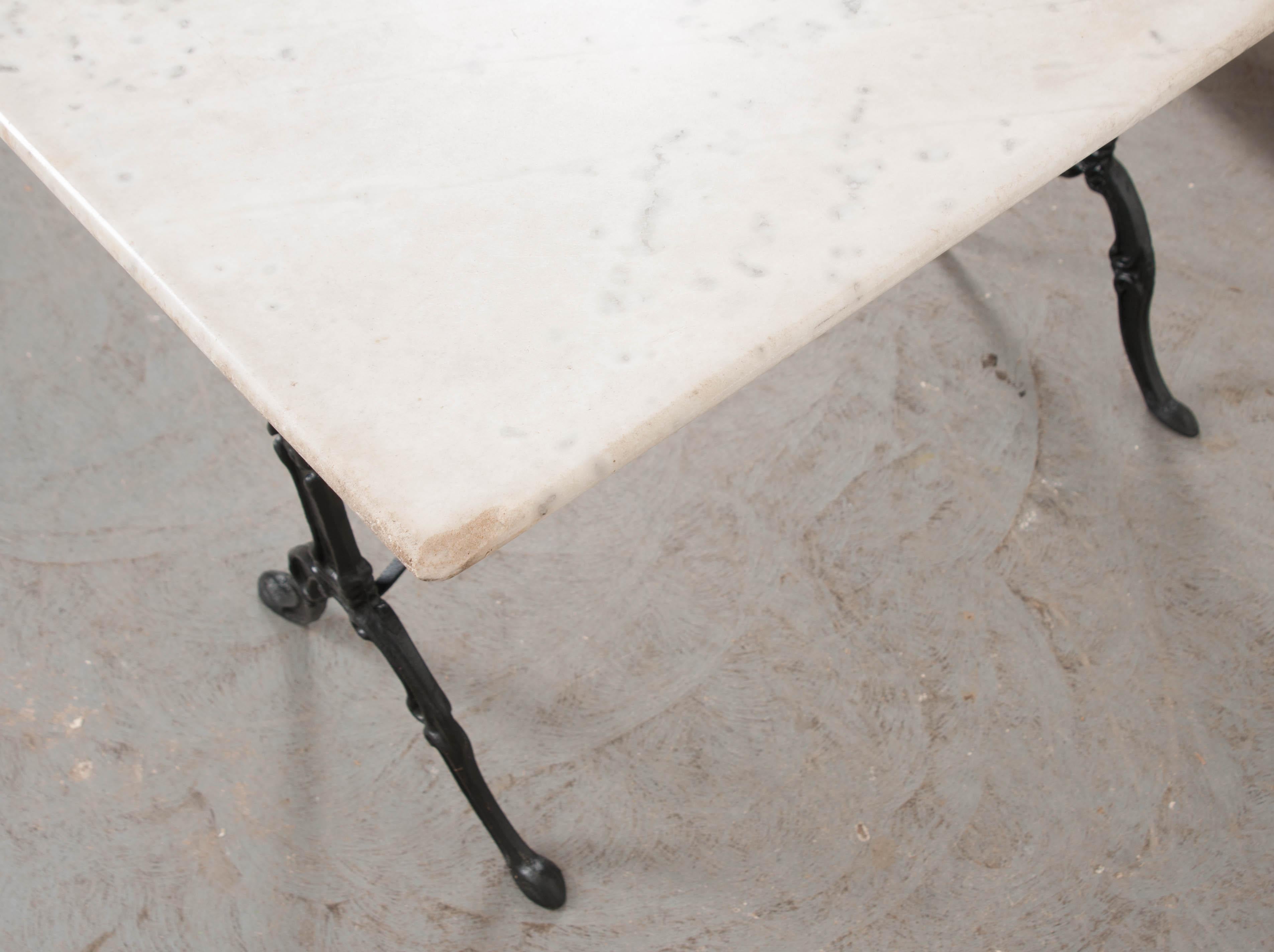 French Early 20th Century Marble-Top Bistro Table In Good Condition In Baton Rouge, LA