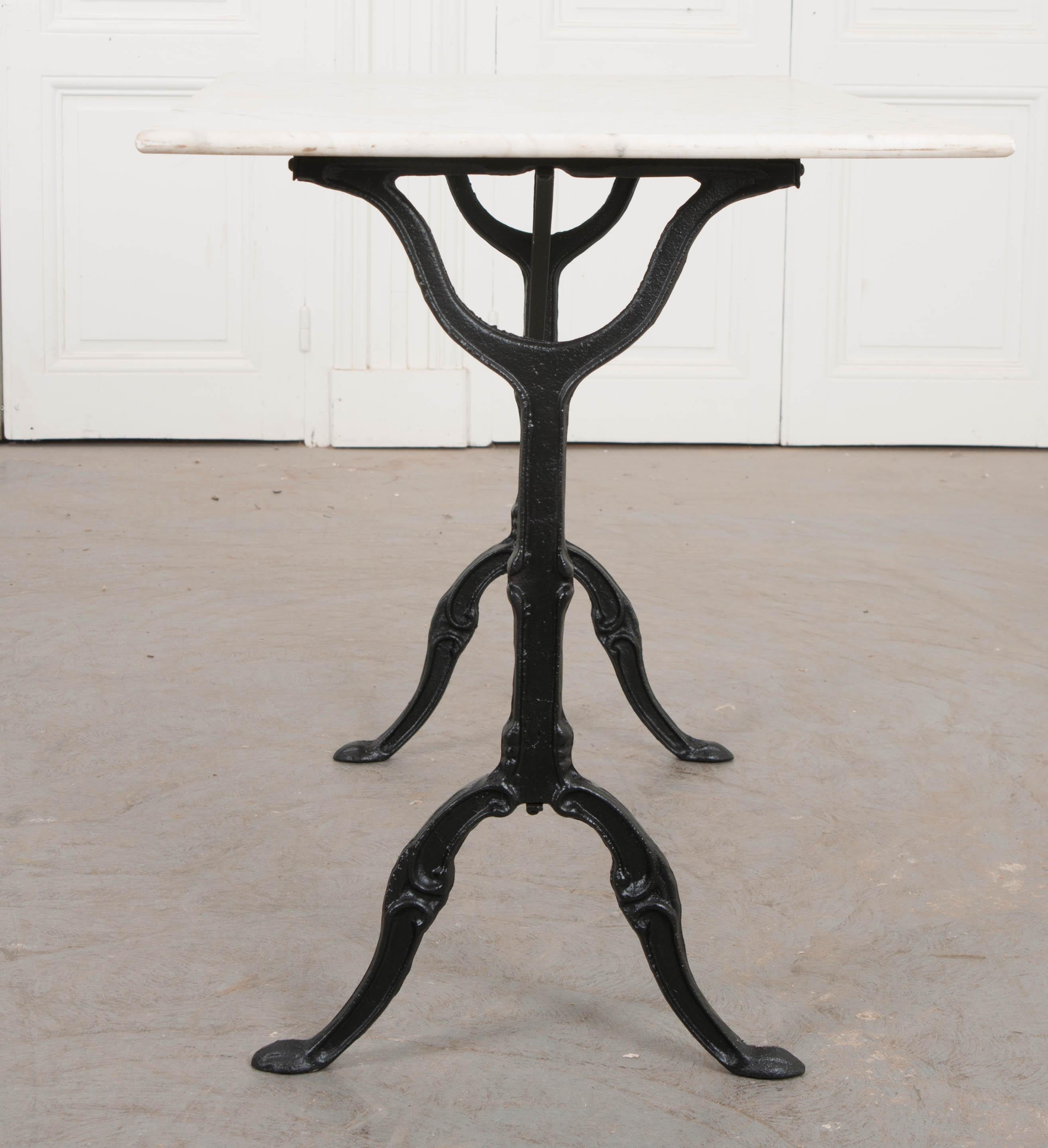 Iron French Early 20th Century Marble-Top Bistro Table