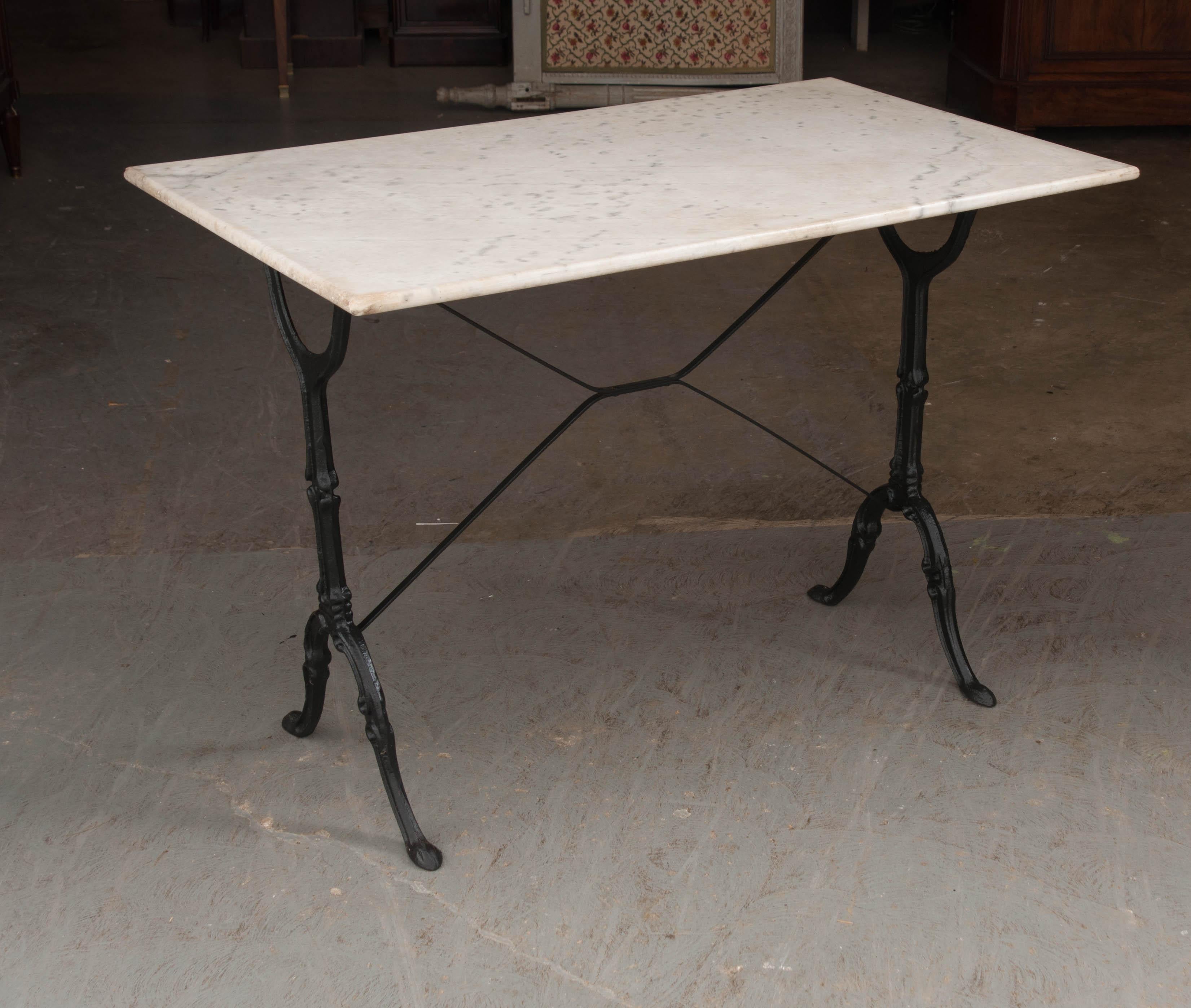 French Early 20th Century Marble-Top Bistro Table 2