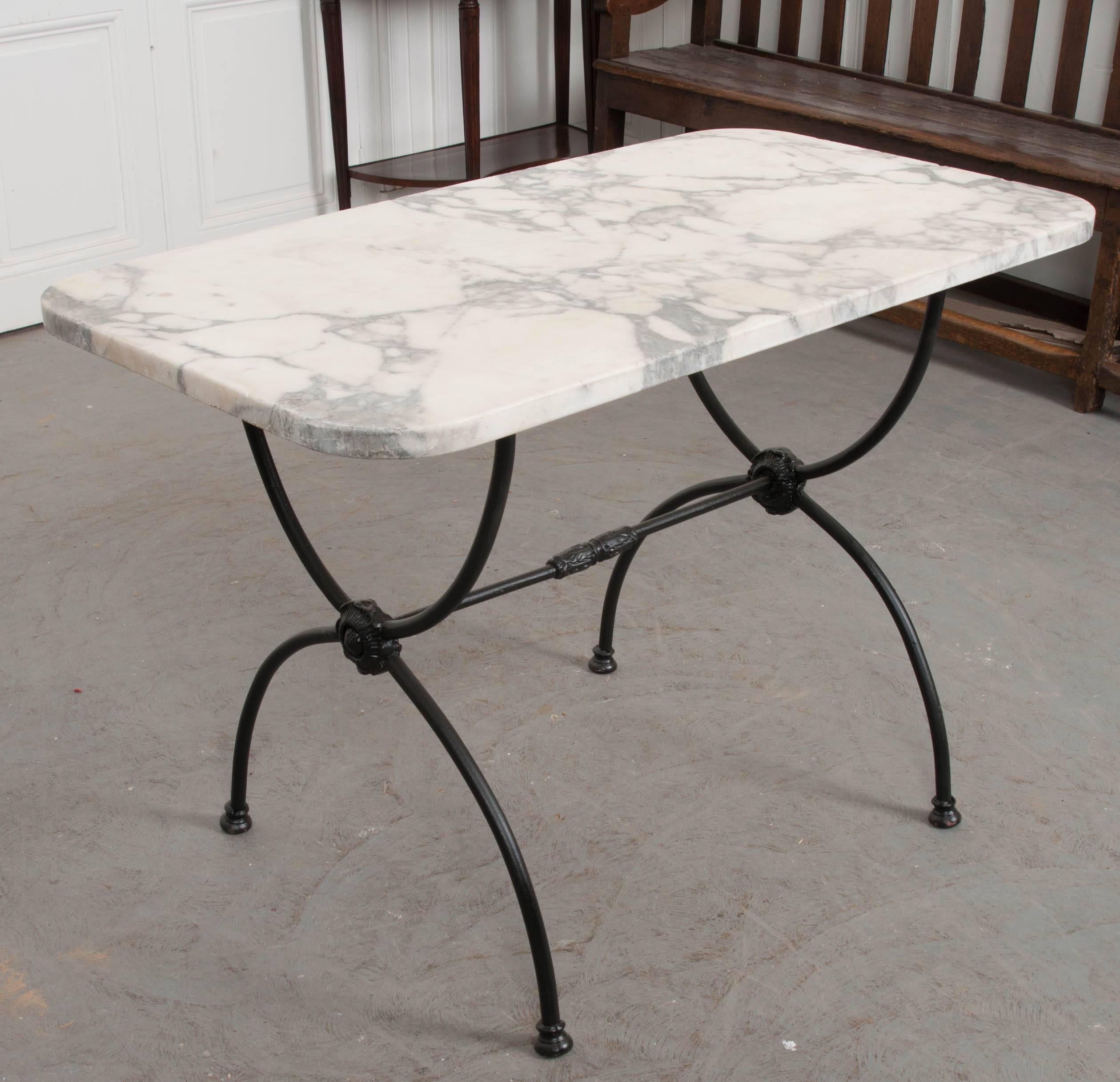 French Early 20th Century Marble-Top Garden Table 6