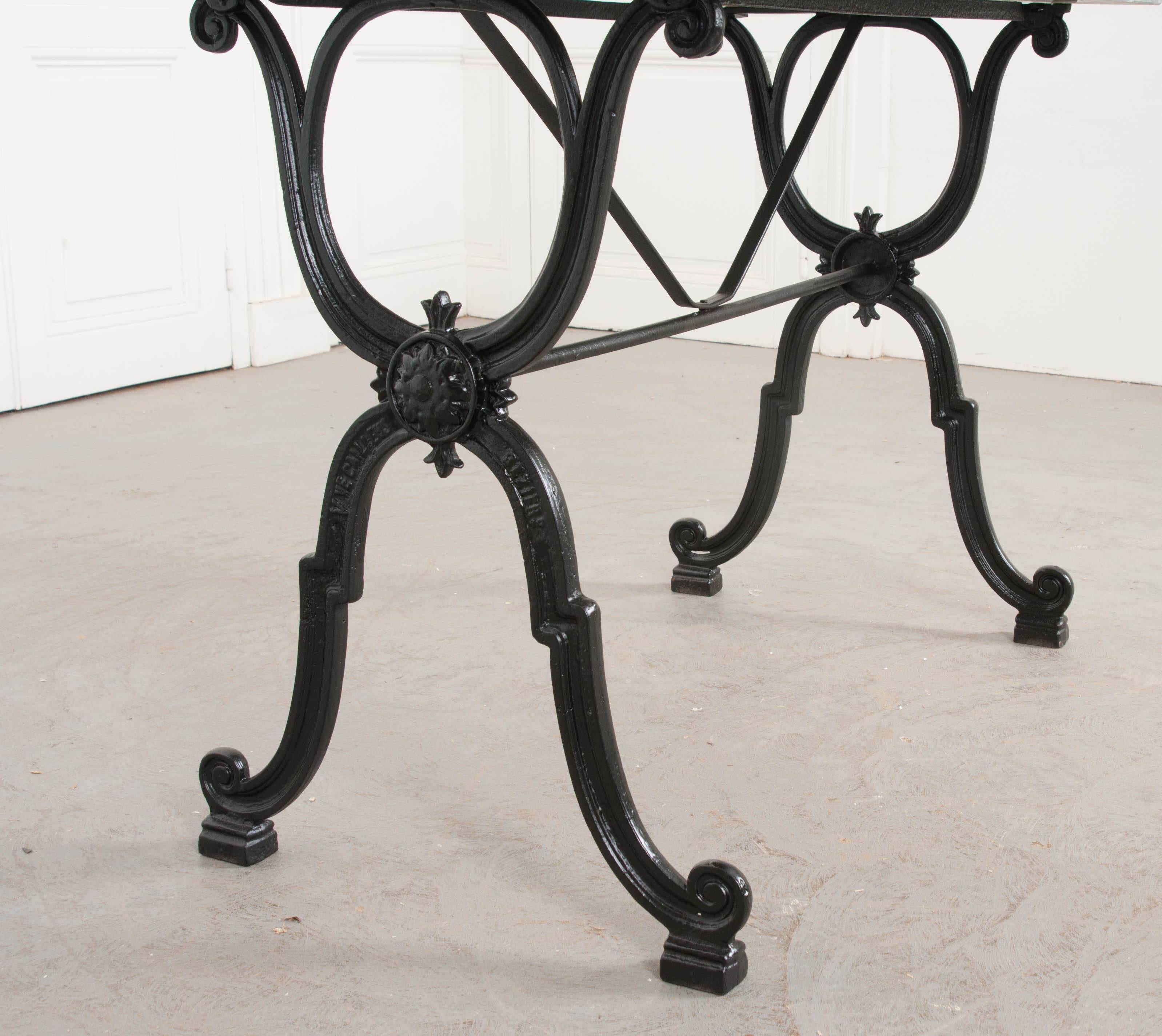 Cast French Early 20th Century Marble-Top Garden Table