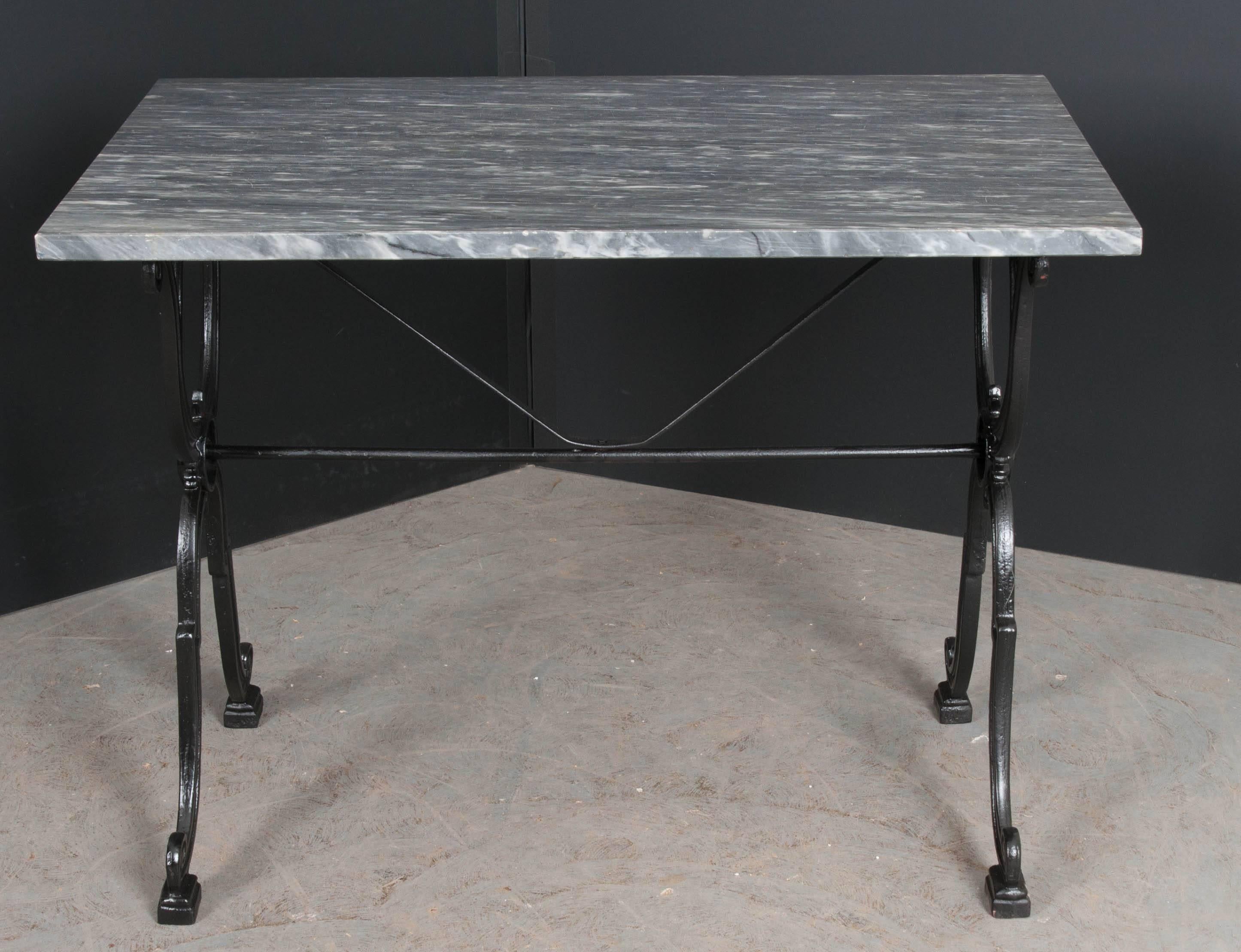 French Early 20th Century Marble-Top Garden Table 1