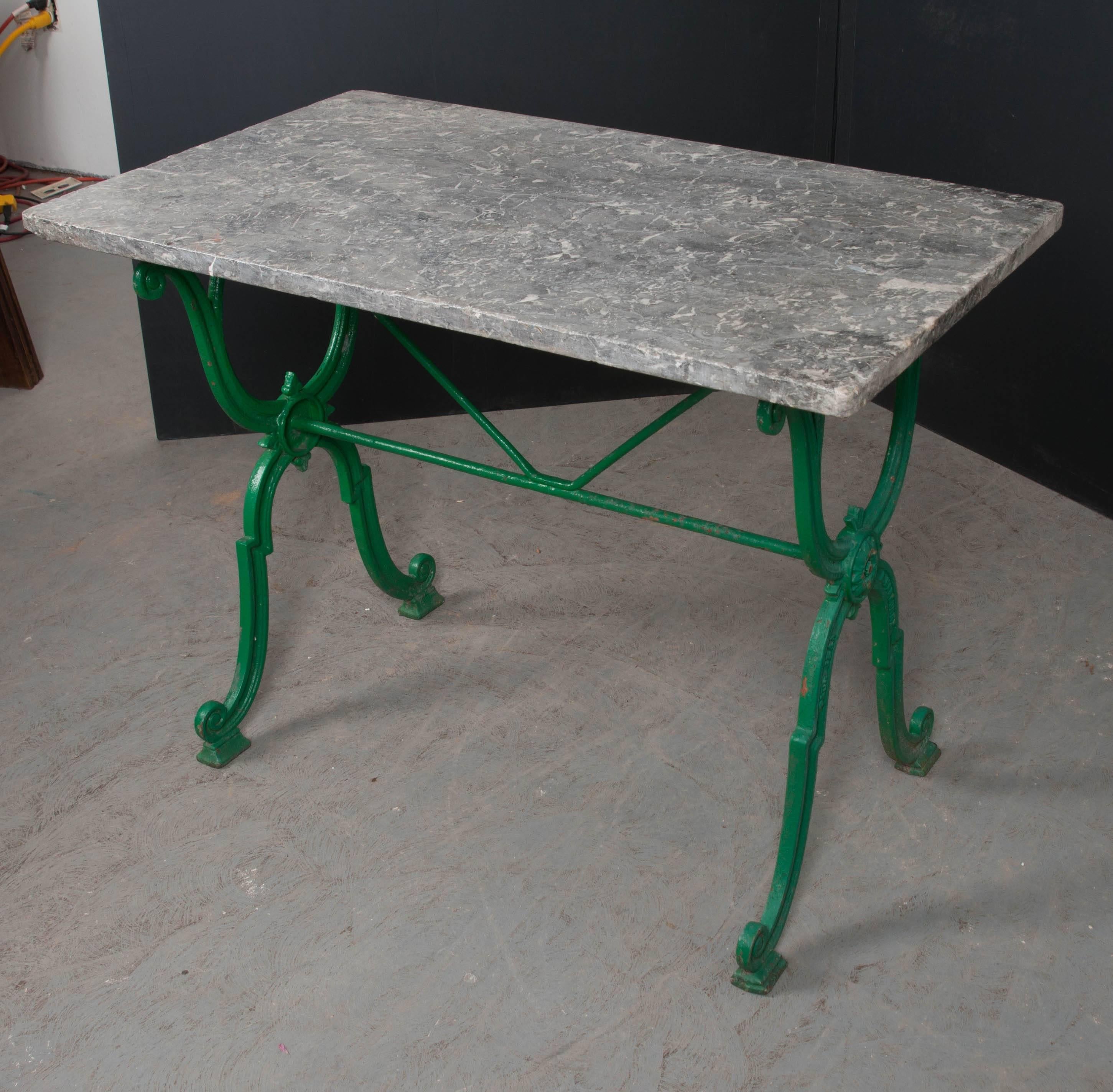 French Early 20th Century Marble Top Garden Table 1