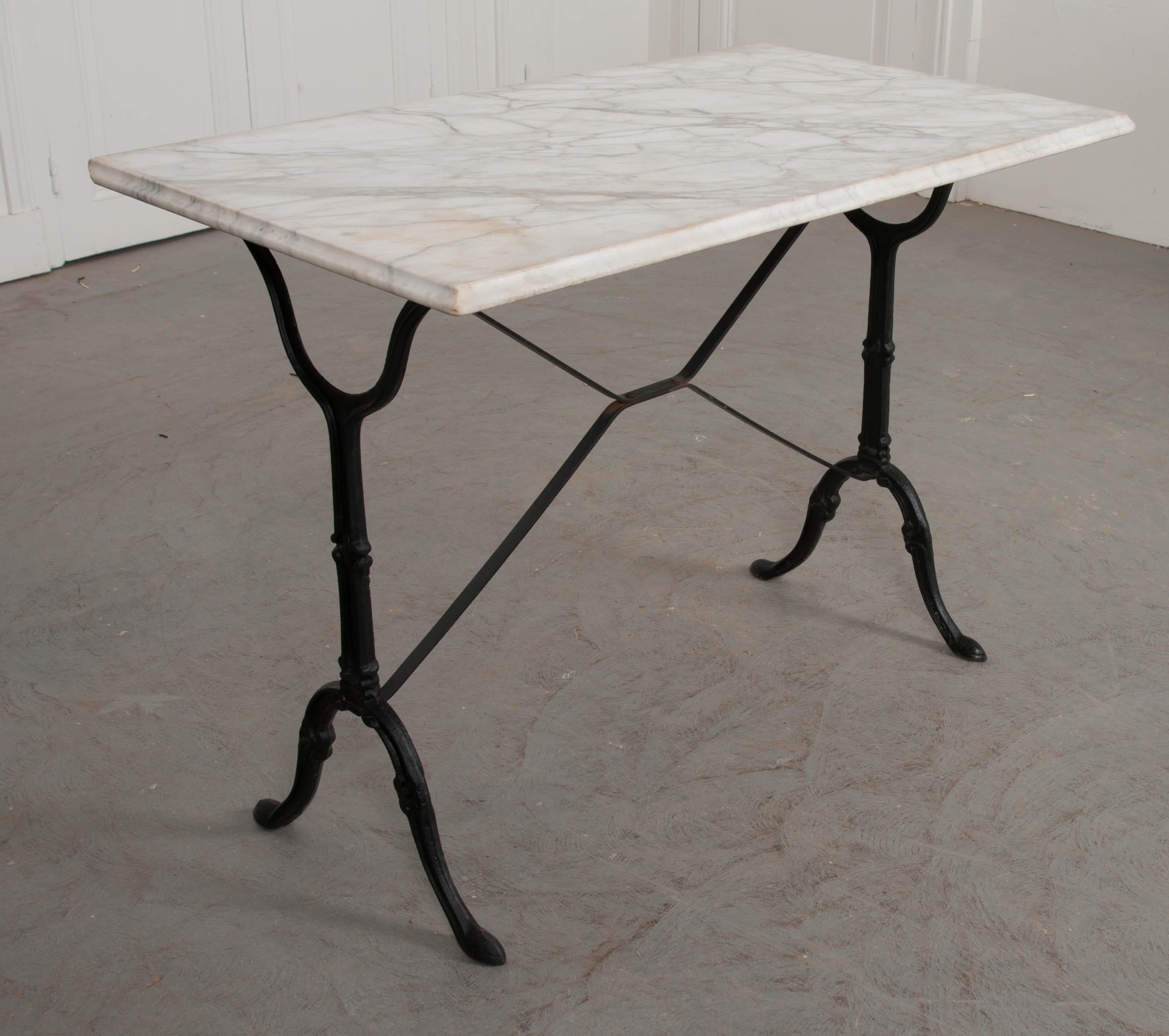 French Early 20th Century Marble-Top Garden Table 1