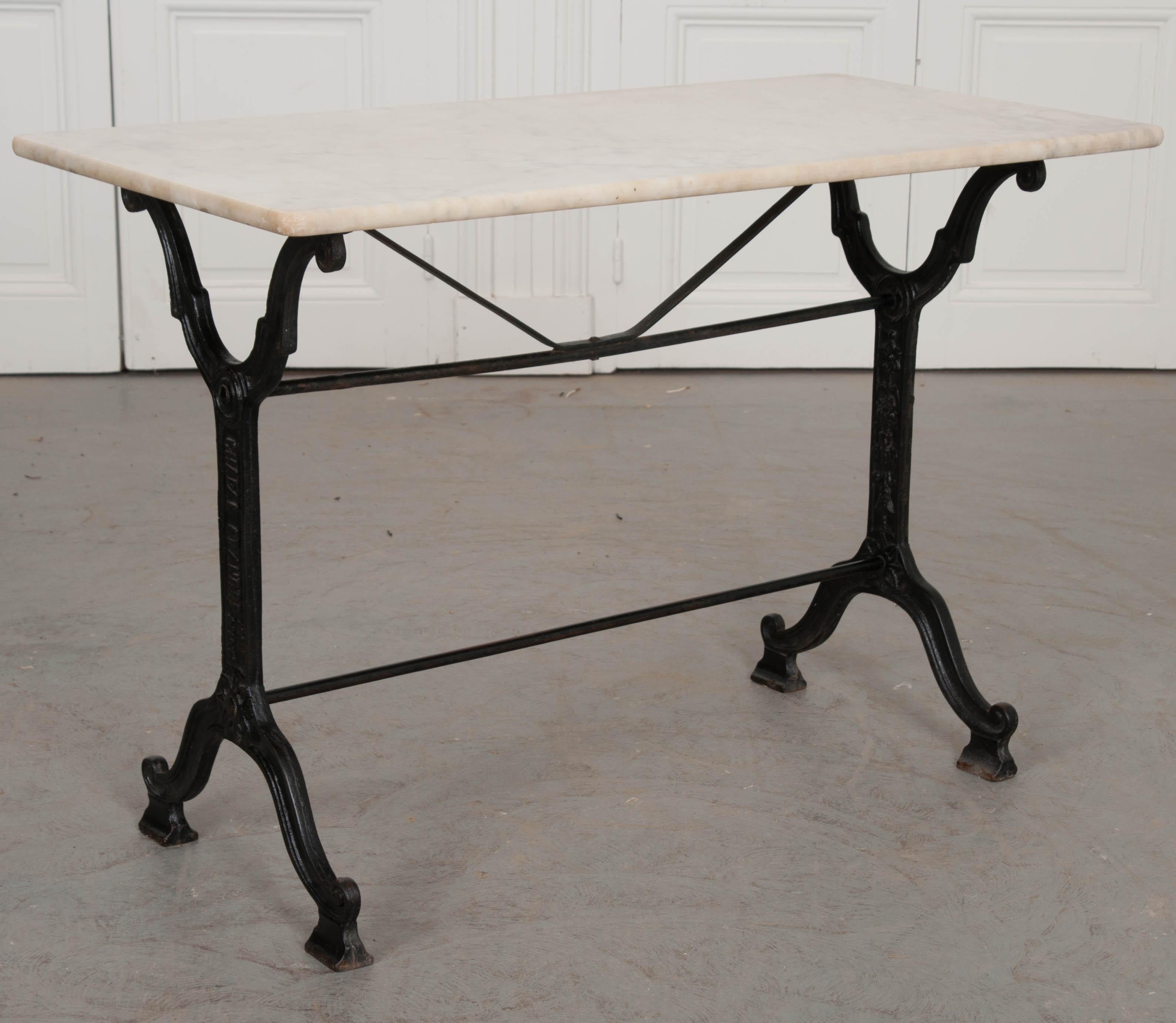 French Early 20th Century Marble Top Garden Table 1