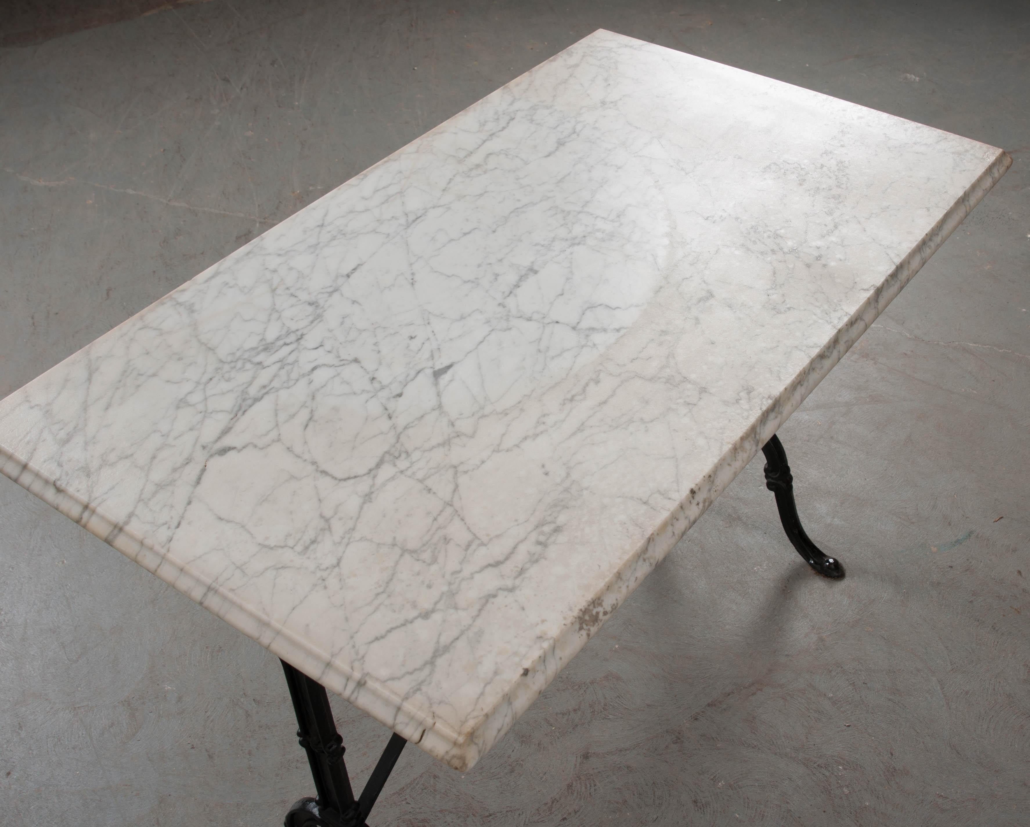 French Early 20th Century Marble-Top Garden Table 2