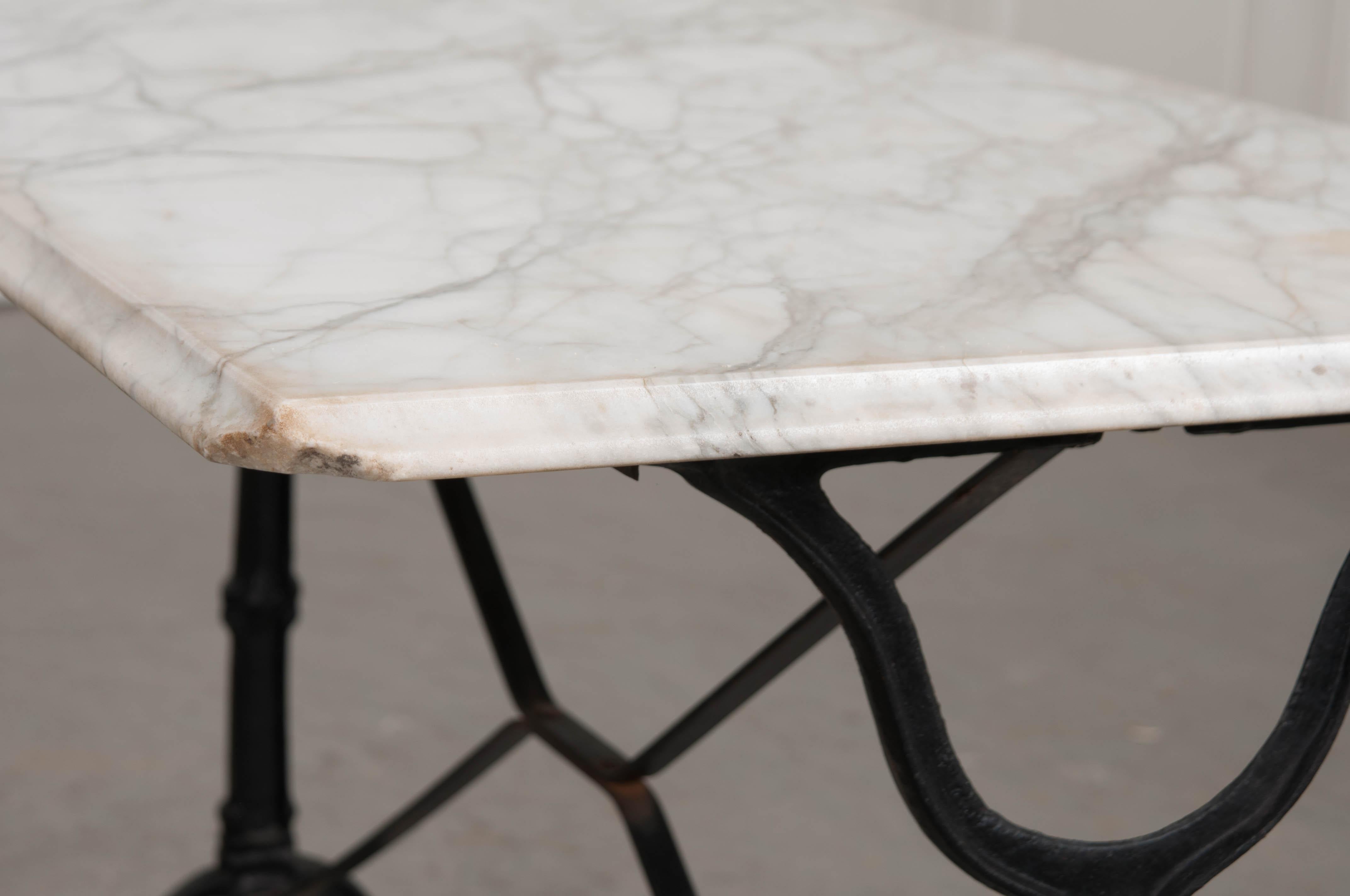 French Early 20th Century Marble-Top Garden Table 3