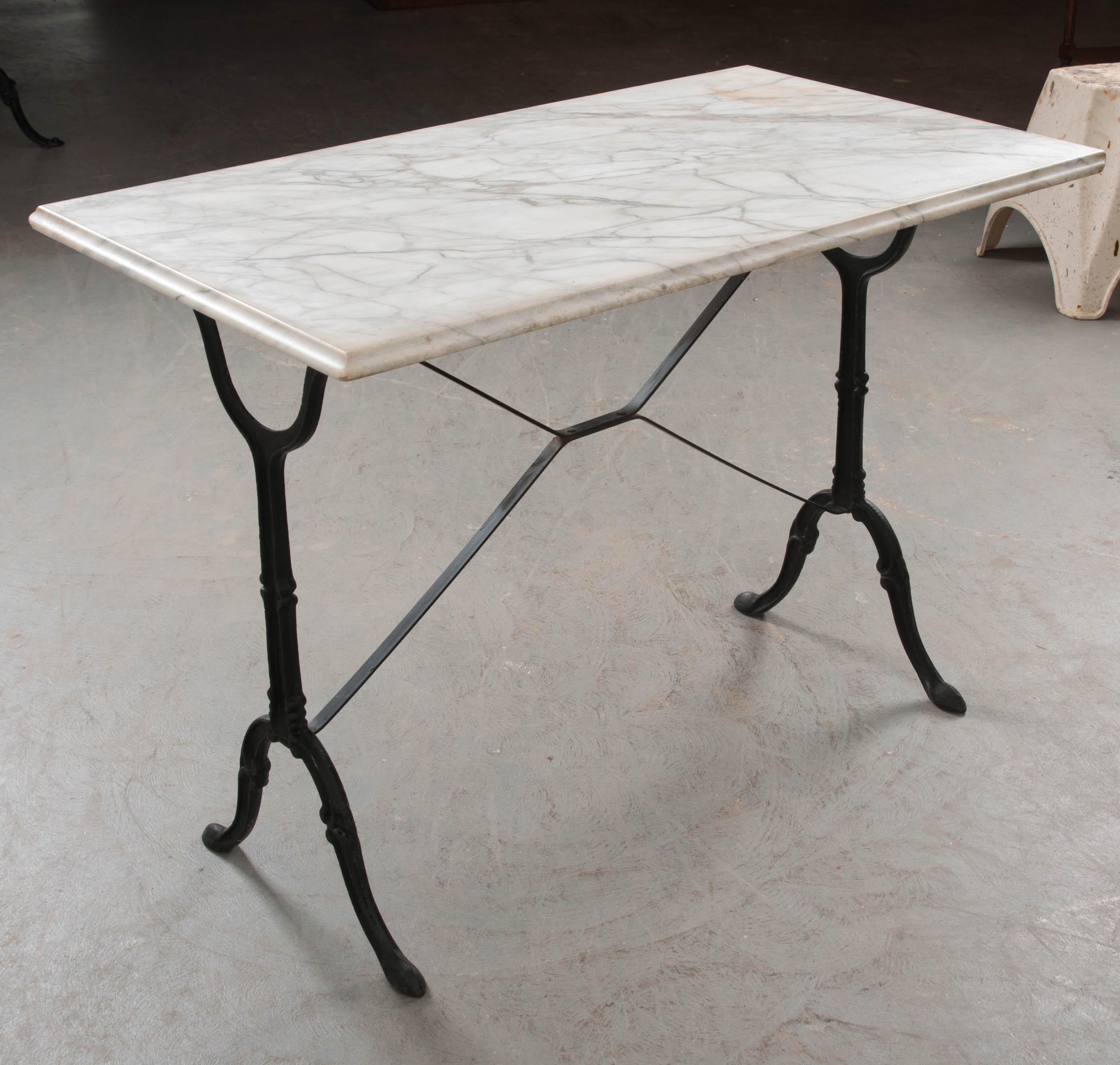 French Early 20th Century Marble-Top Garden Table 4