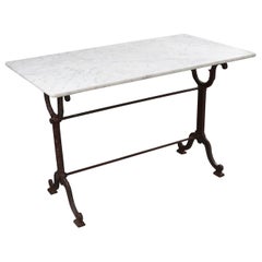 French Early 20th Century Marble-Top Garden Table