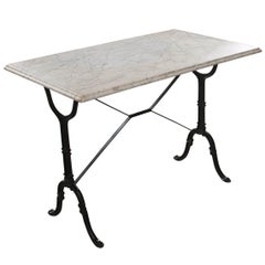 French Early 20th Century Marble-Top Garden Table