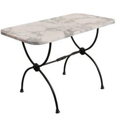 French Early 20th Century Marble-Top Garden Table