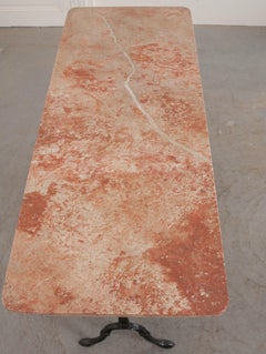 French Early 20th Century Marble Top Long Bistro Table