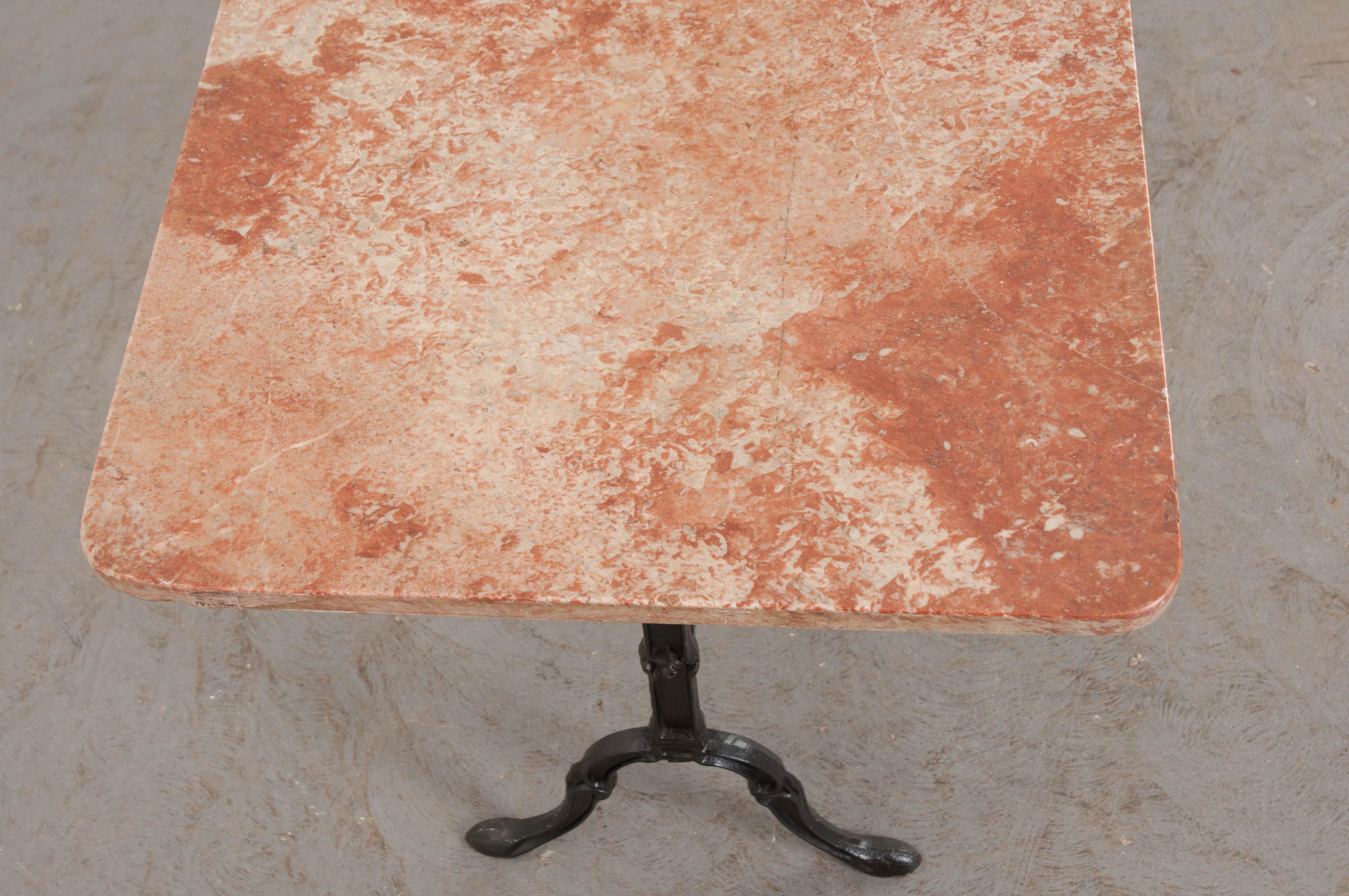 French Early 20th Century Marble Top Long Bistro Table 2