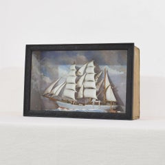 French Early 20th Century Naive Ship / Boat Diorama