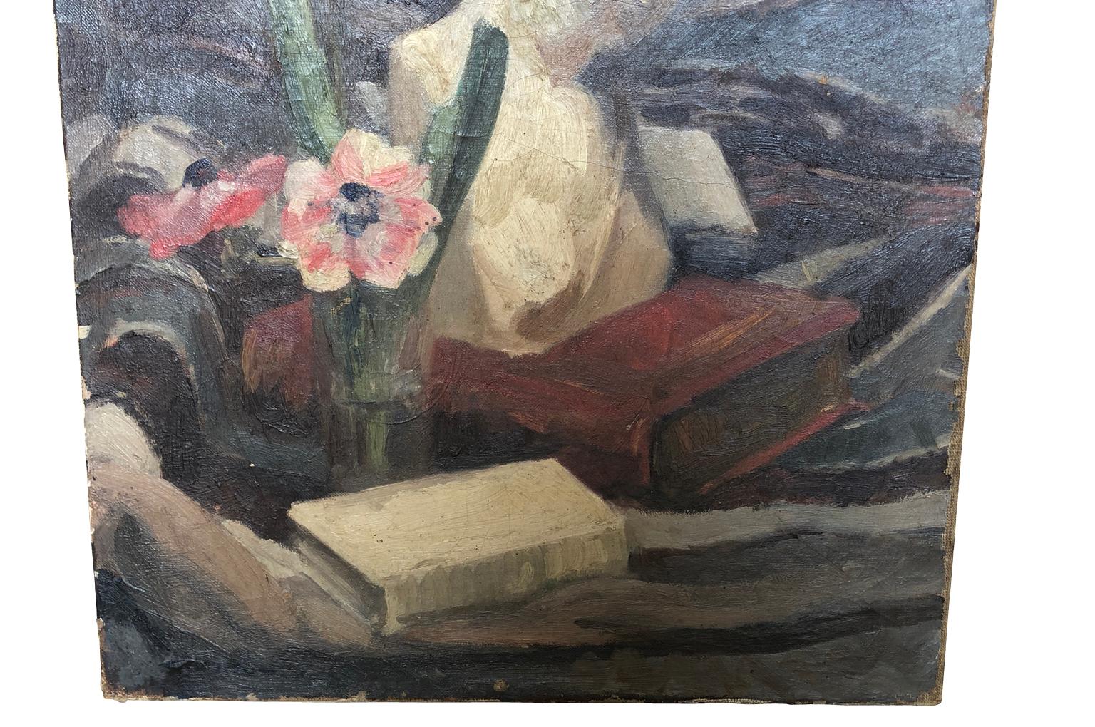 French Early 20th Century Nature Morte Oil Painting In Good Condition For Sale In Atlanta, GA